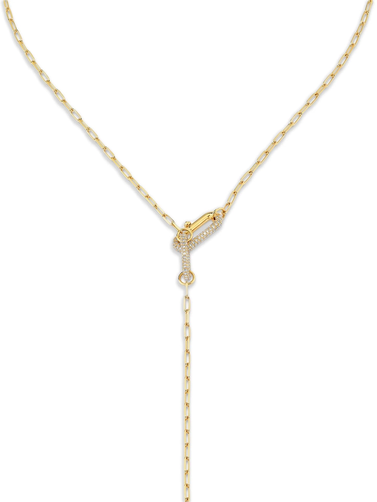 18K yellow gold diamond lariat necklace
