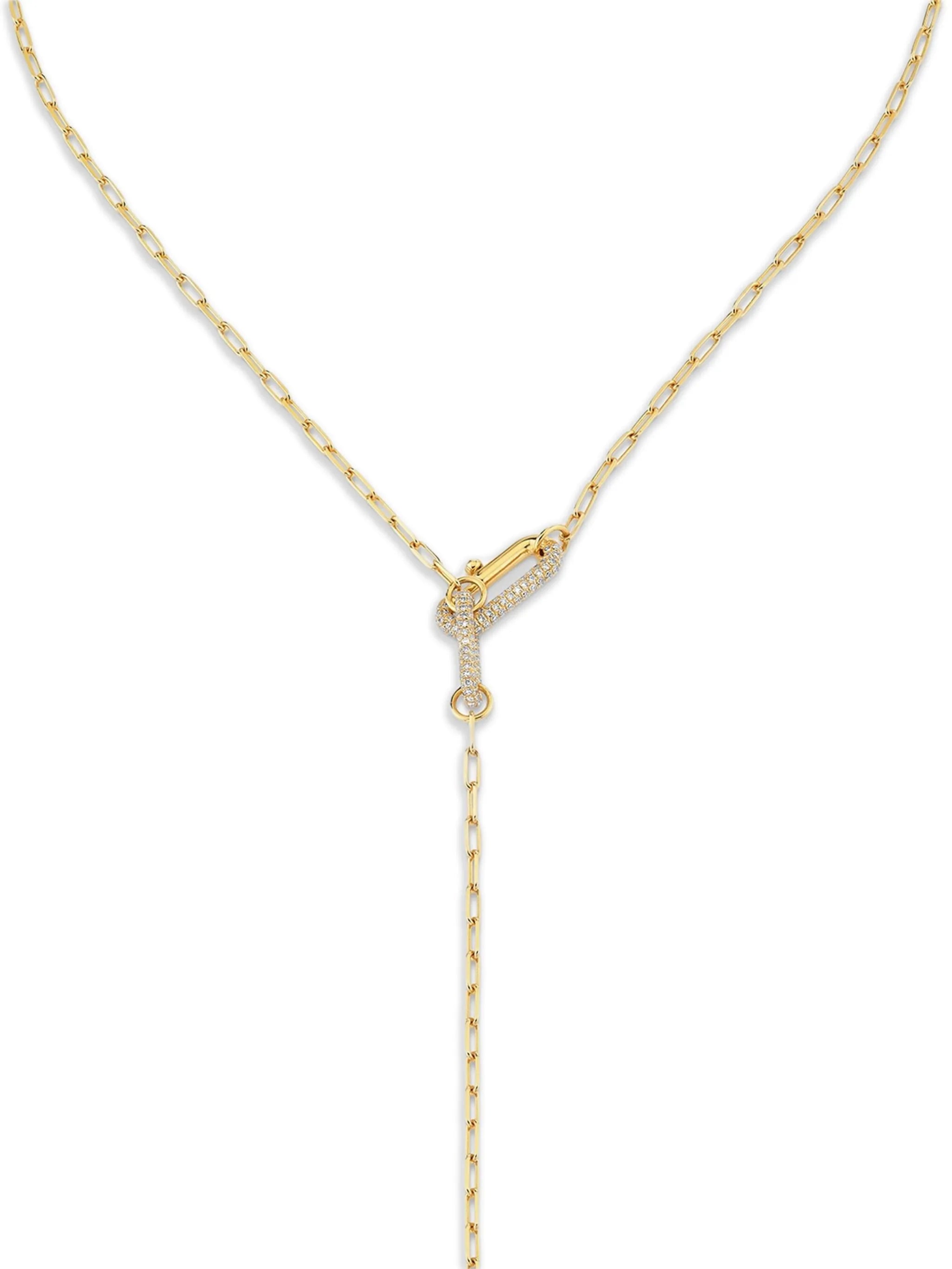 18K yellow gold diamond lariat necklace
