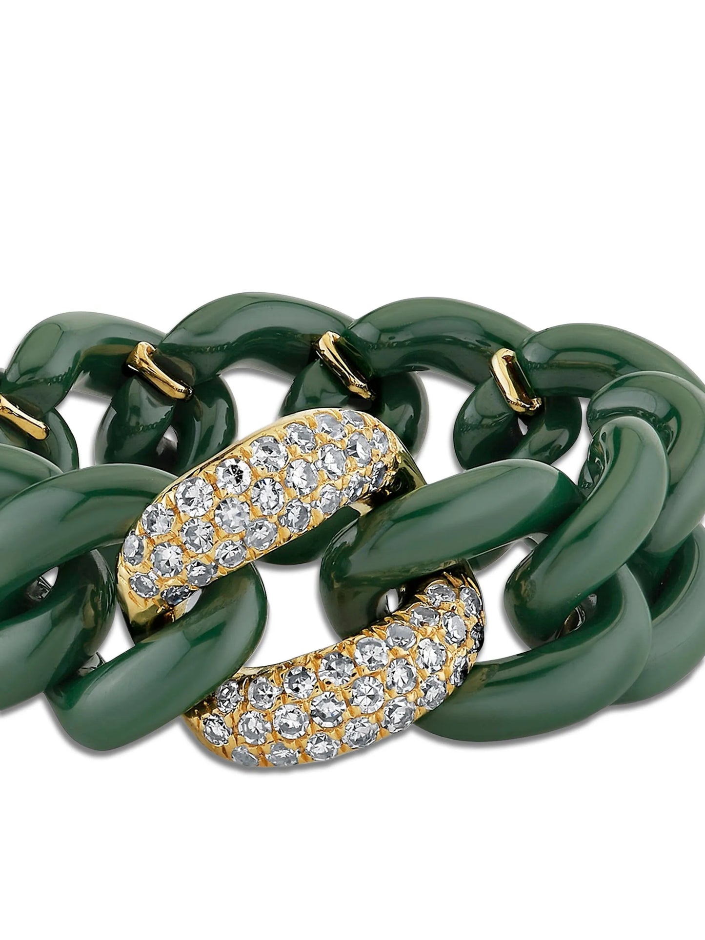 18K yellow gold medium link diamond ring