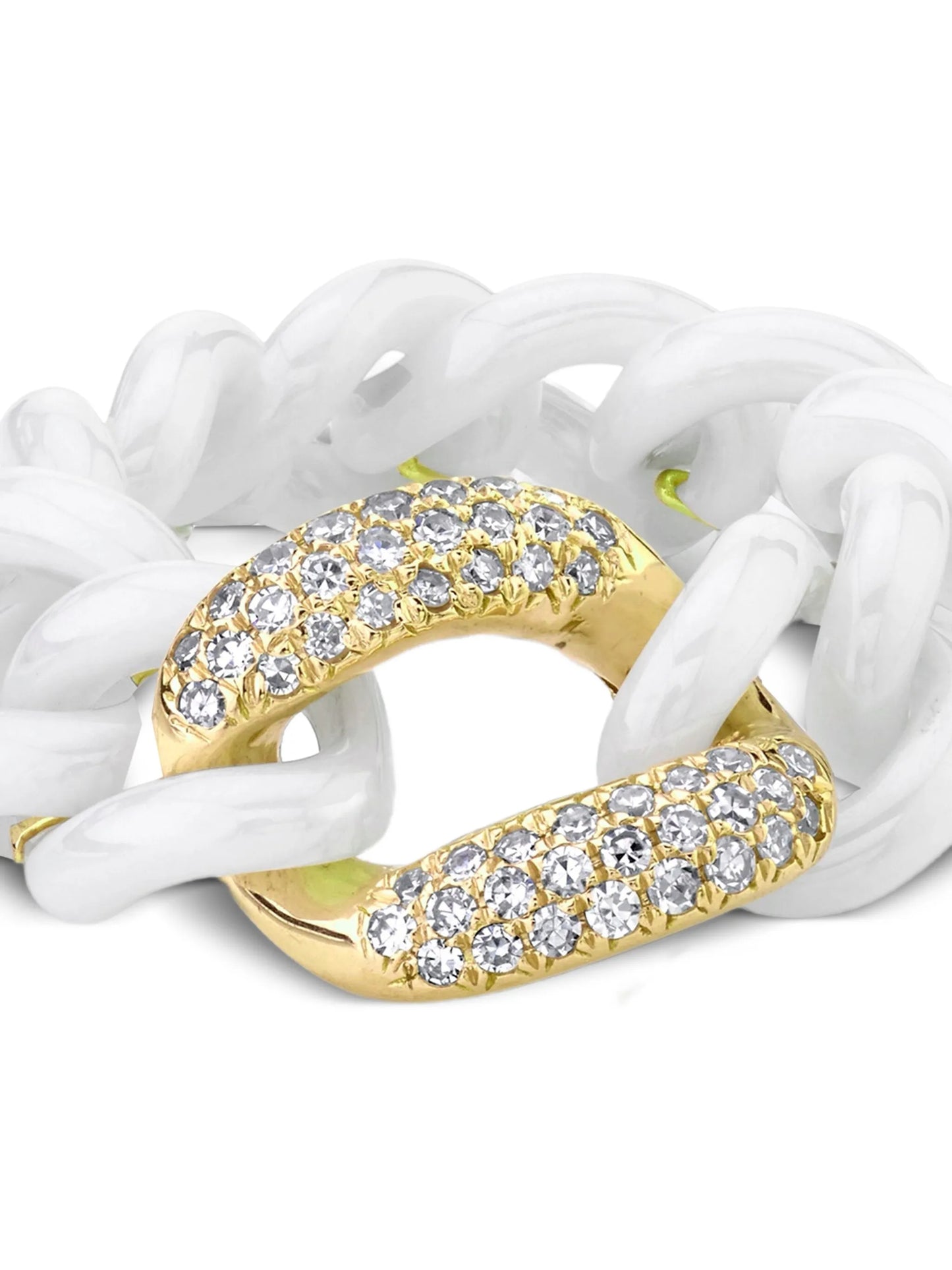 18K yellow gold medium link diamond ring