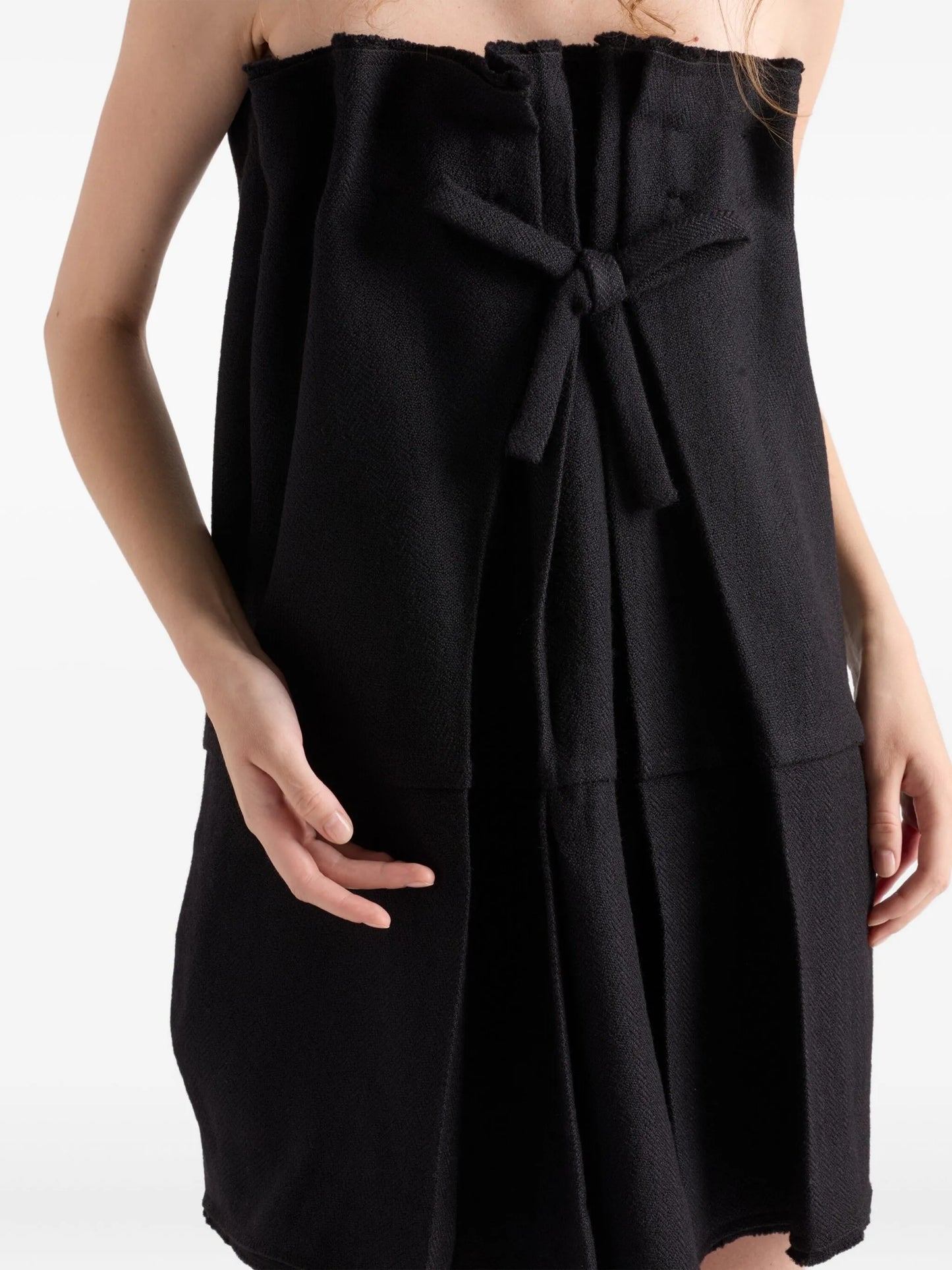 bow-detailed pleated dress