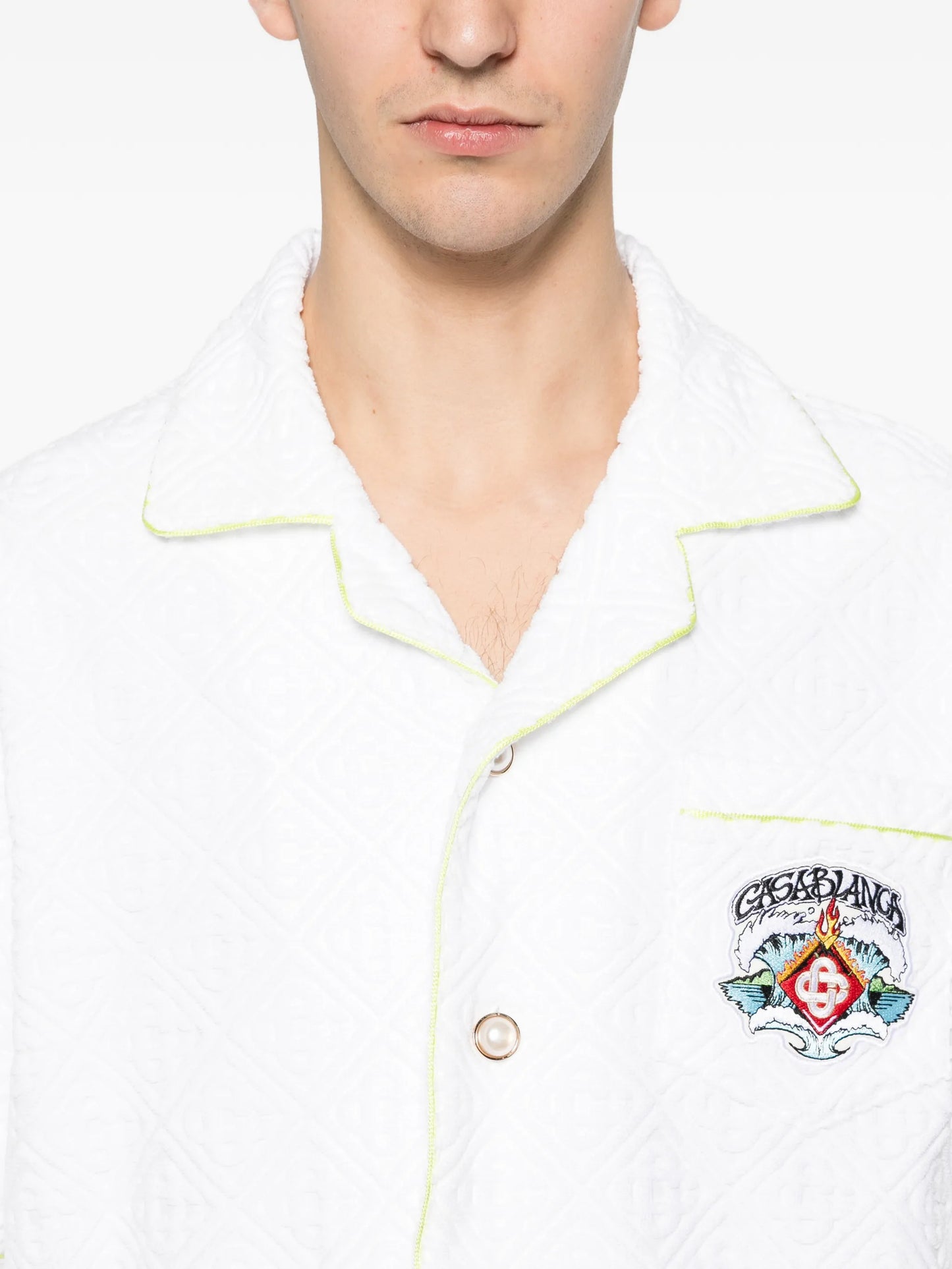 logo-patch terry-cloth shirt