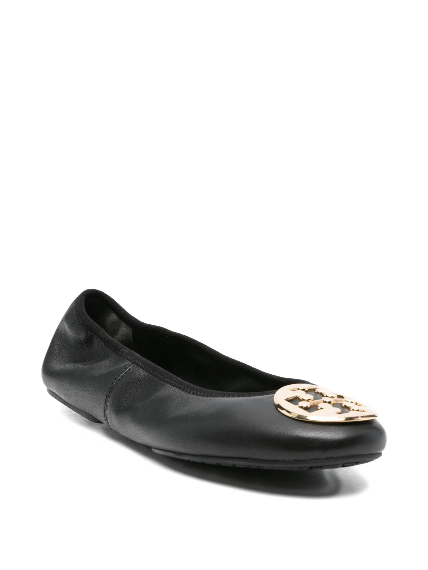 logo-plaque leather ballet flats