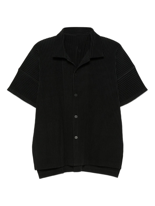 pleated short-sleeve shirt