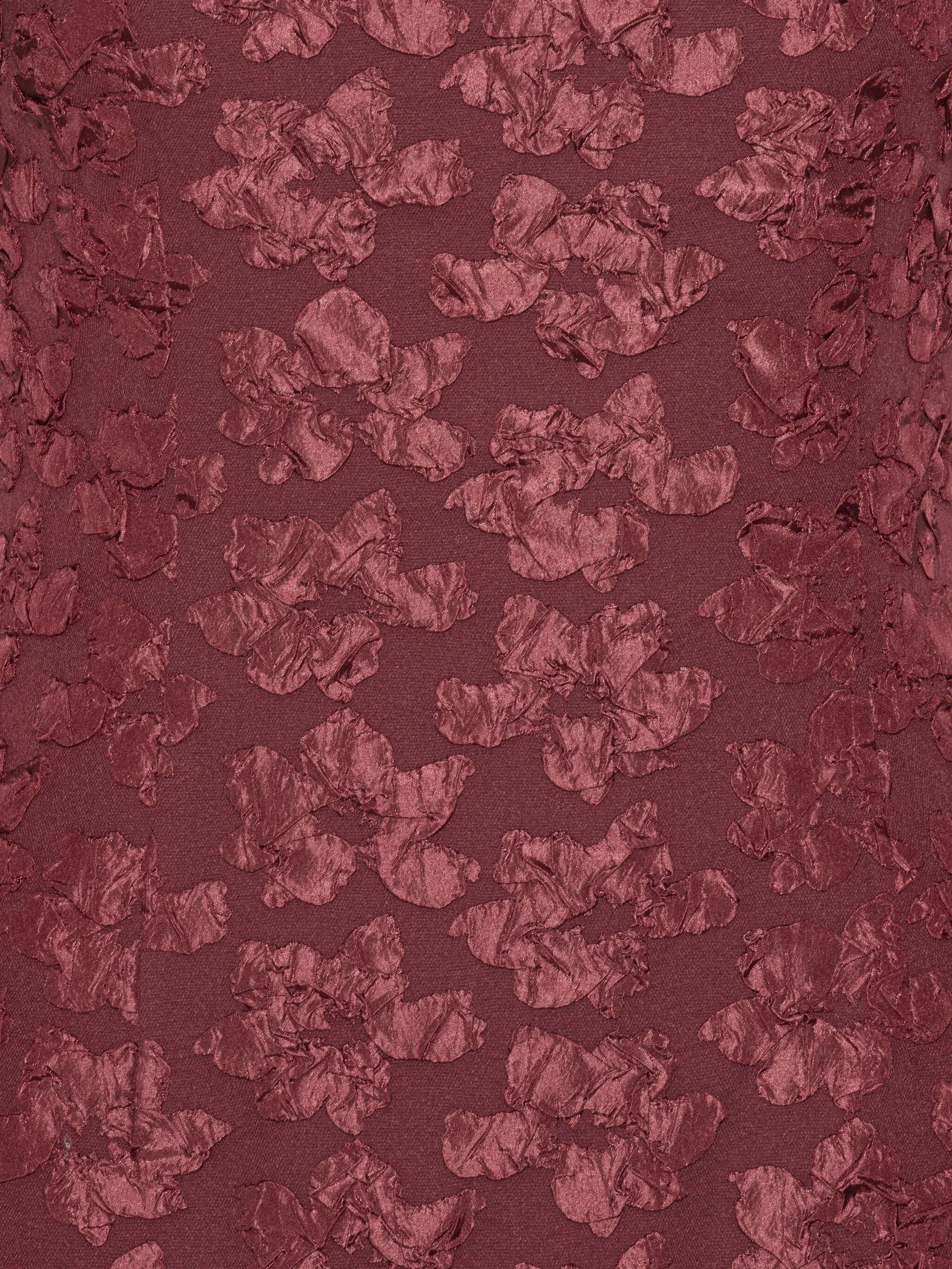 puff-sleeve jacquard midi dress