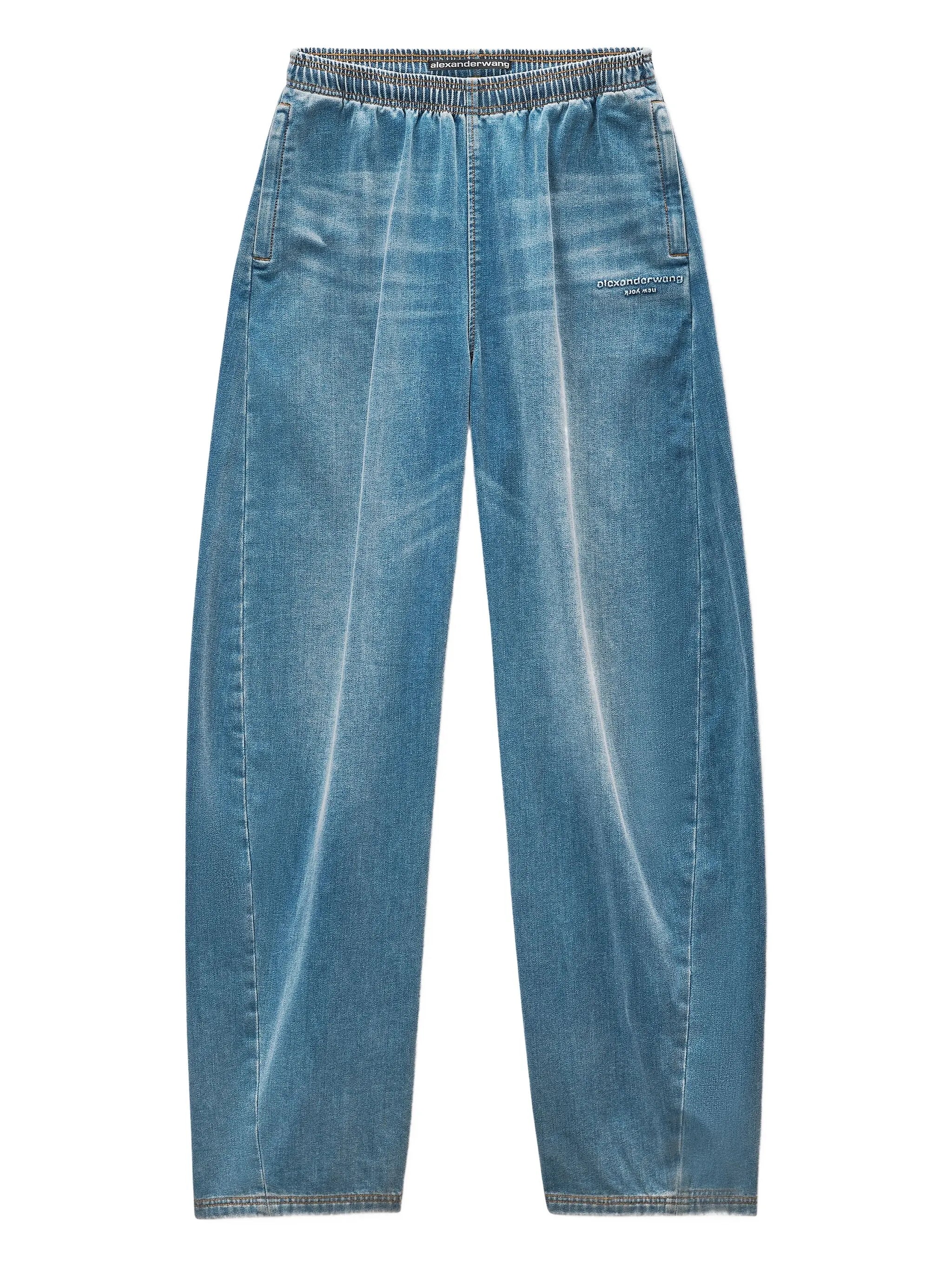 elasticated-waist drawstring track pants