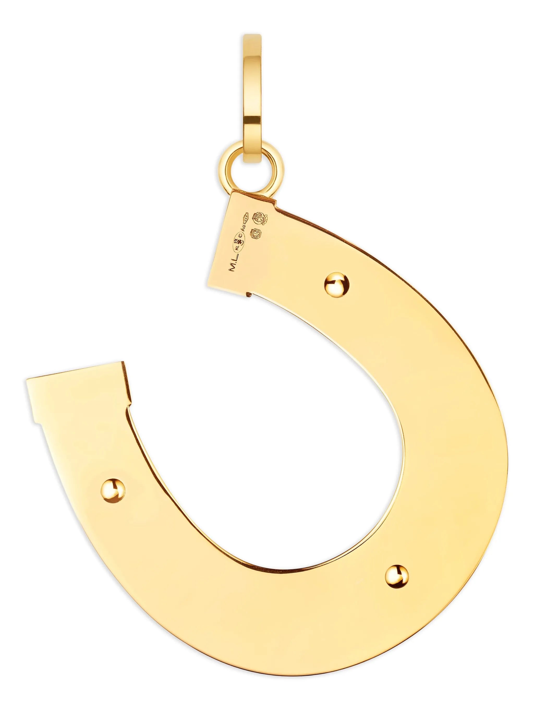 18K yellow jumbo Bonne Chance ebony pendant