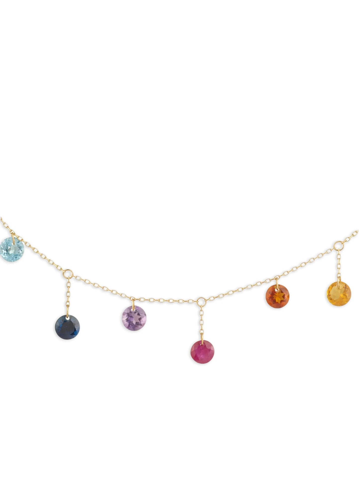 18K yellow gold precious stones necklace