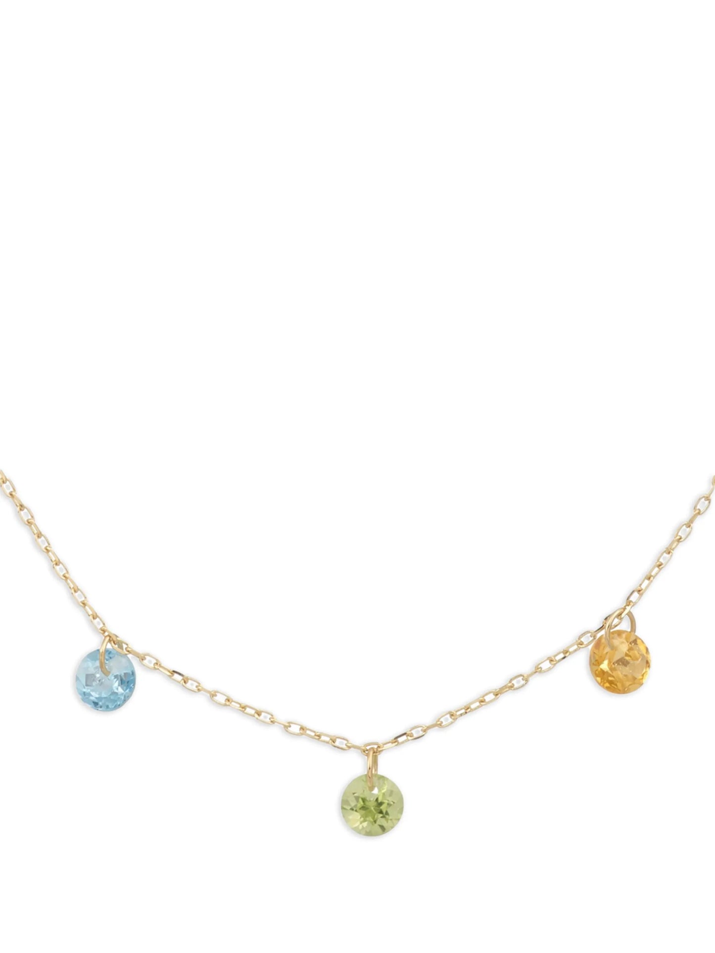 18K yellow gold precious stones necklace