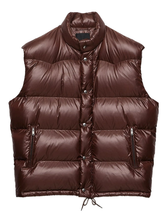 quilted stand-up collar gilet