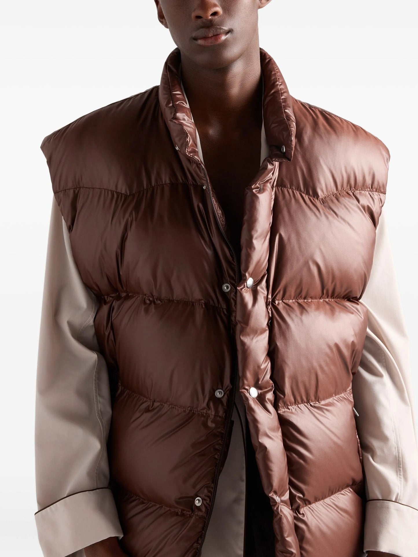 quilted stand-up collar gilet