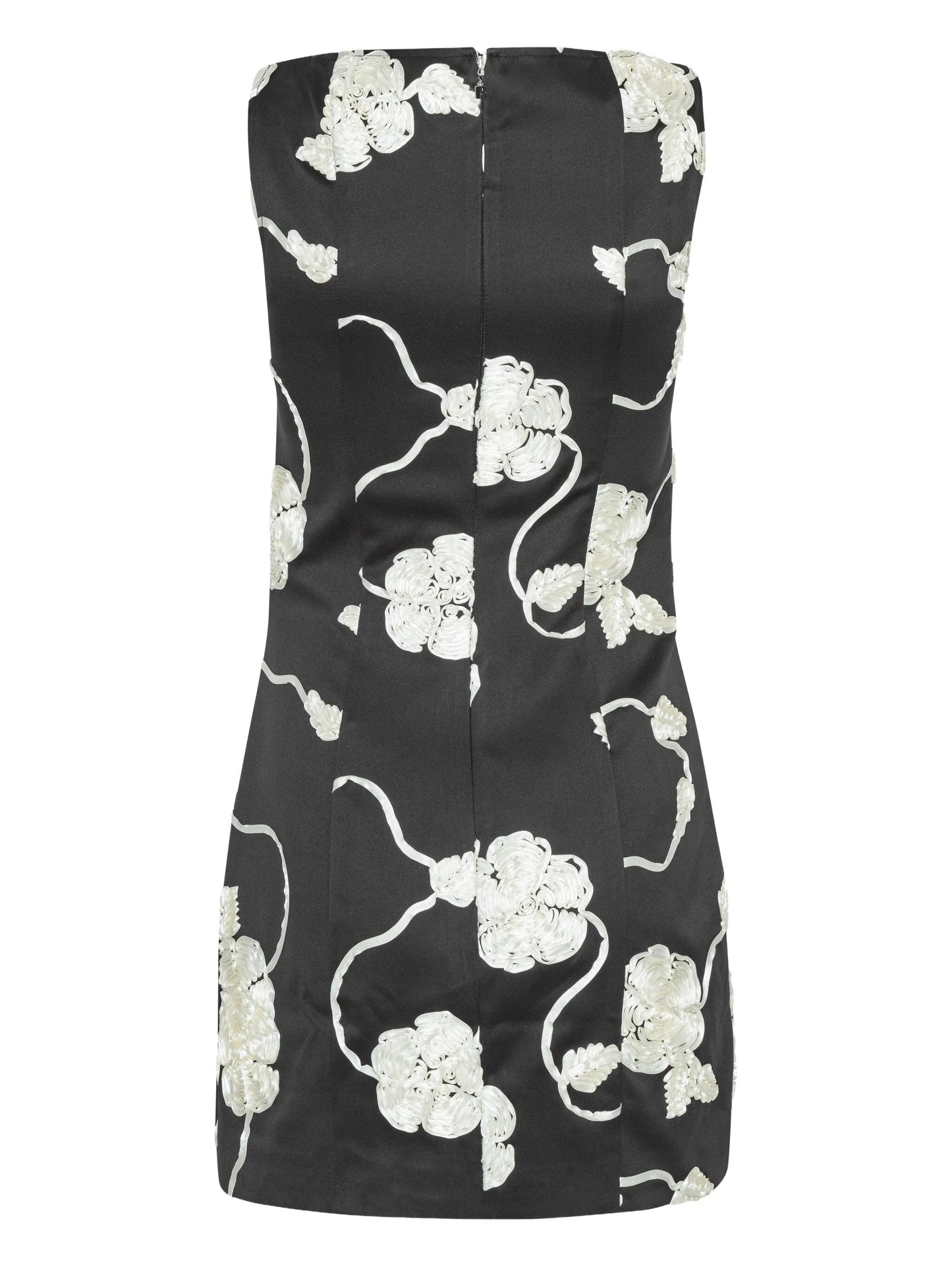 3D flower mini dress black