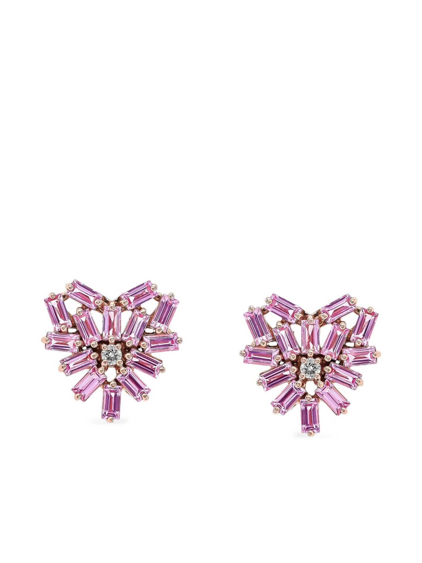 18K rose gold diamond and pink sapphire earrings