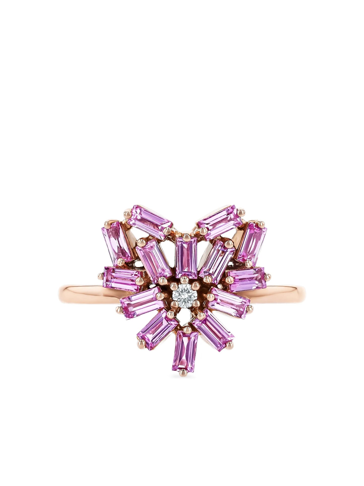 18K rose gold Heart pink sapphire and diamond ring