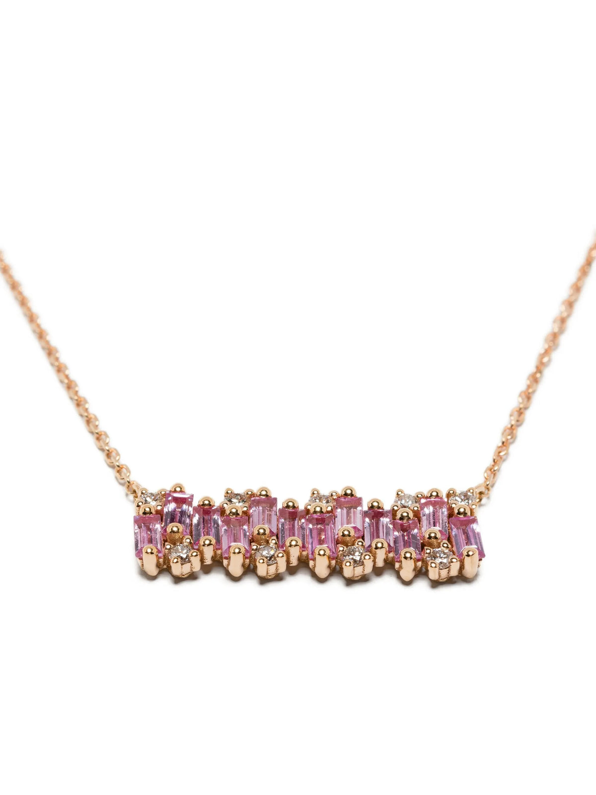 shimmer pink sapphire bar pendant