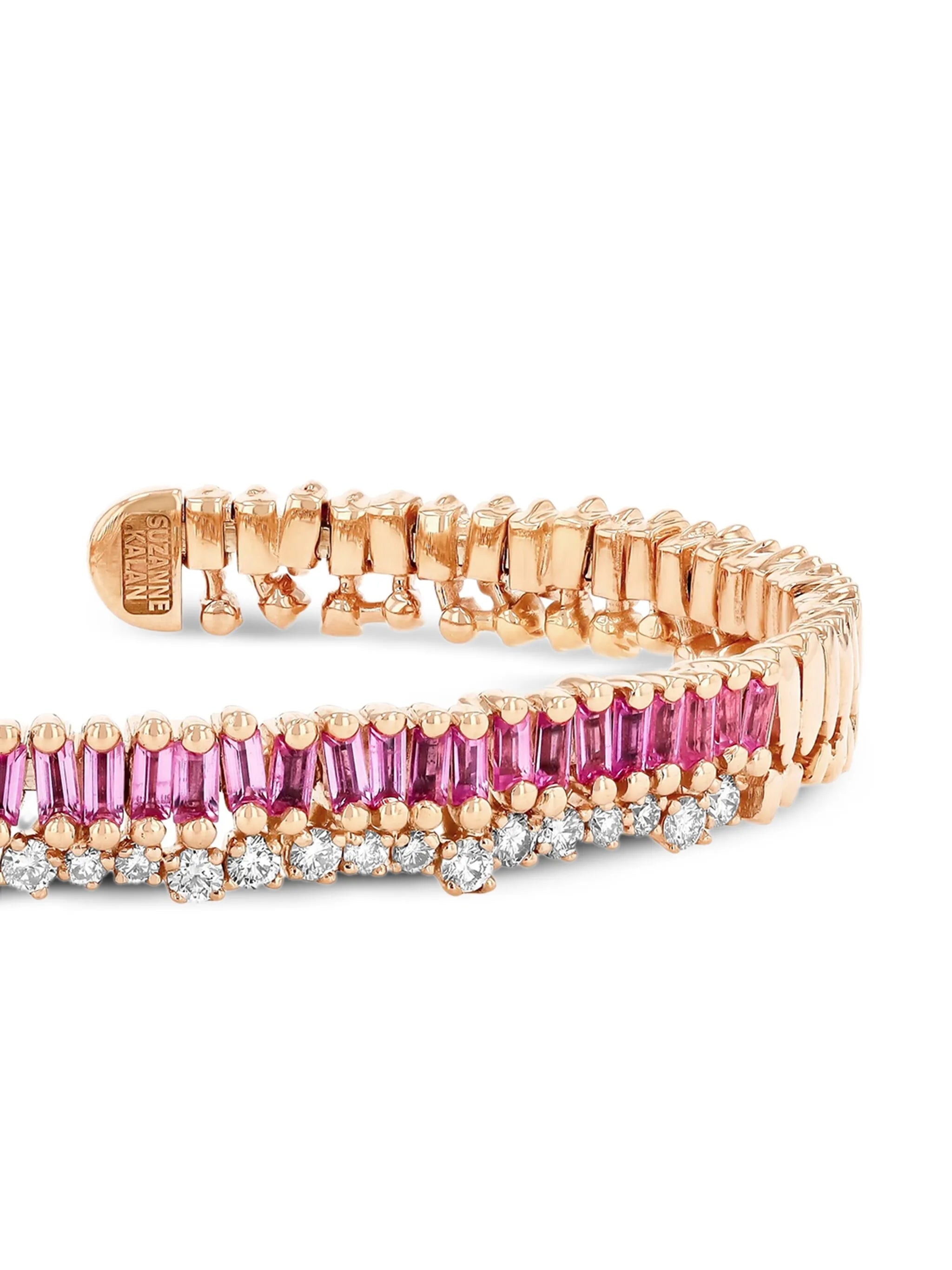 18K rose gold pink sapphire and diamond bracelet