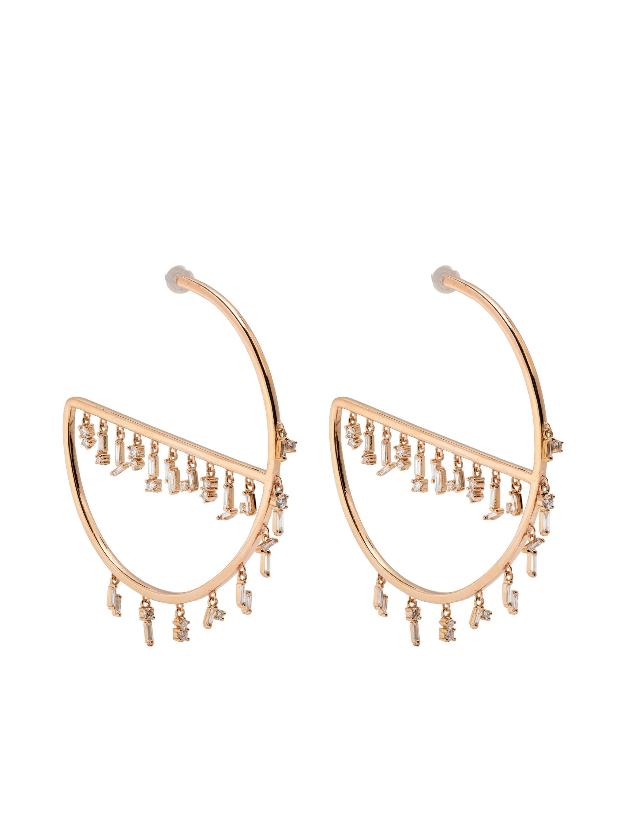 18K yellow gold diamond hoop earrings