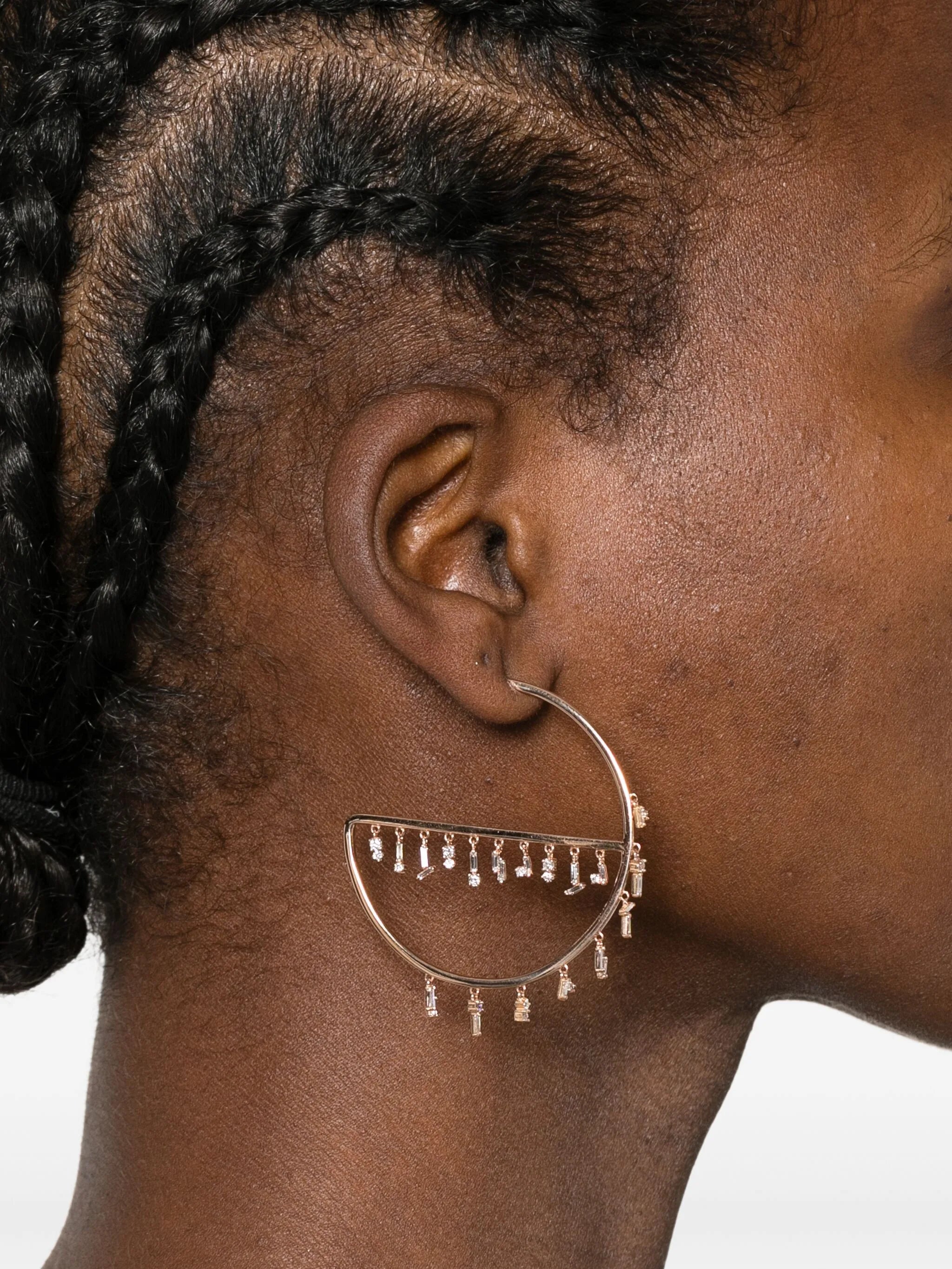 18K yellow gold diamond hoop earrings