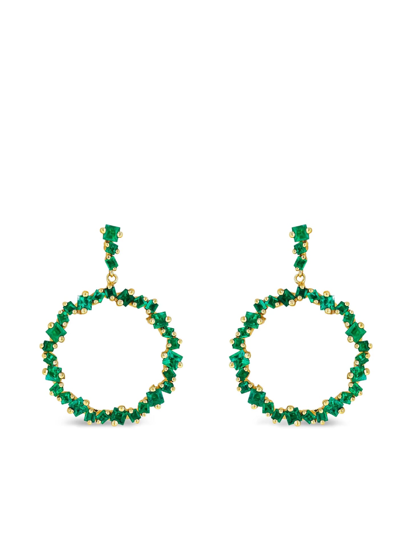 18K yellow gold emerald Hollow drop earrings