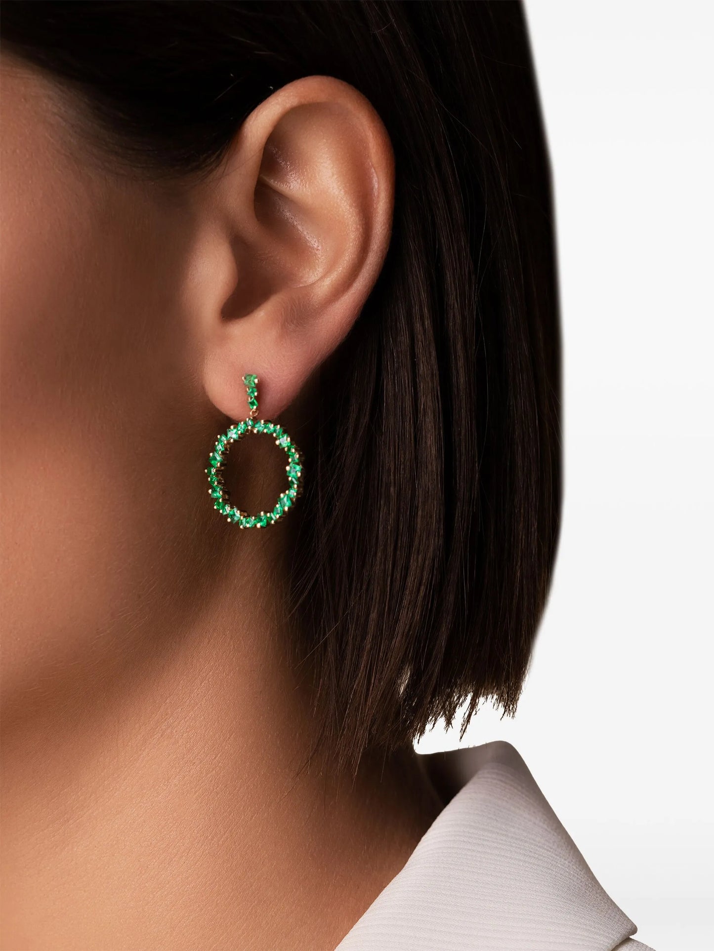 18K yellow gold emerald Hollow drop earrings