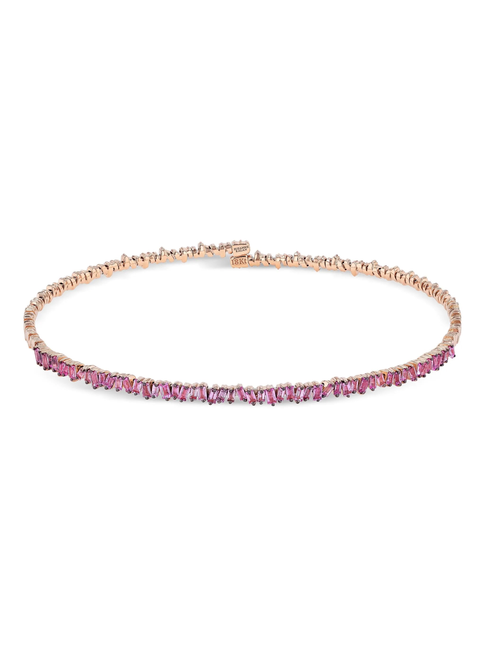 18K rose gold pink sapphire choker