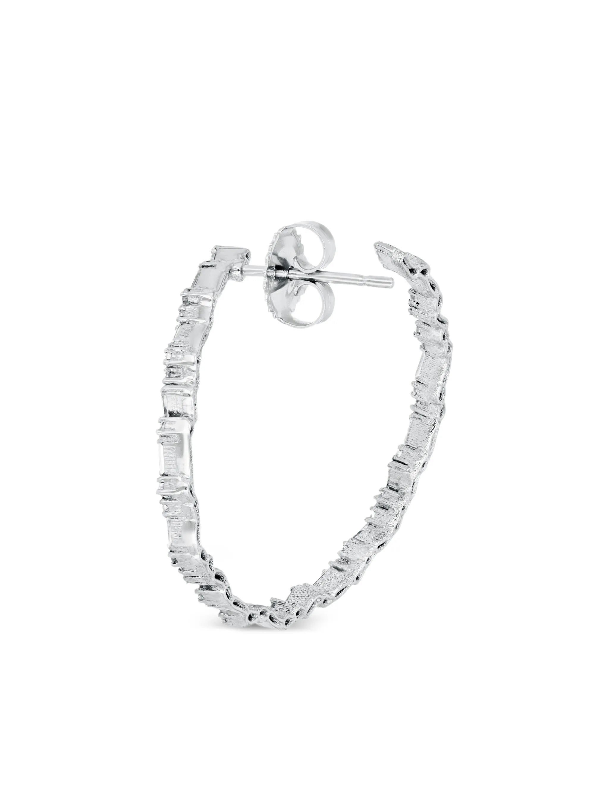 18K white gold diamond spiral hoops