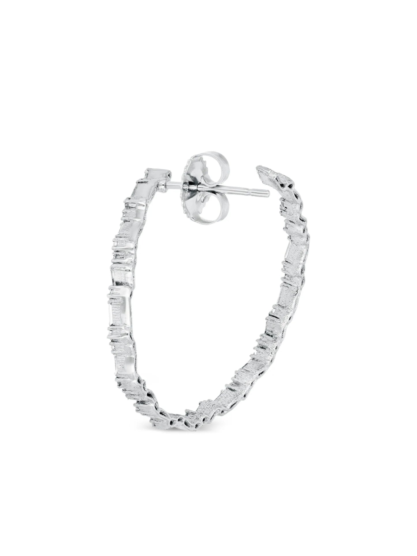 18K white gold diamond spiral hoops