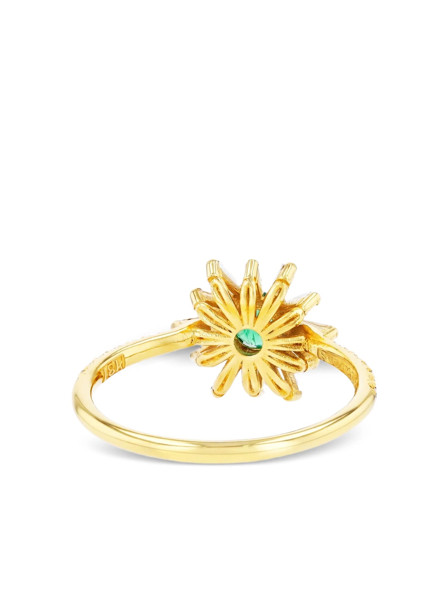 18K yellow gold Flower Spark emerald and diamond ring