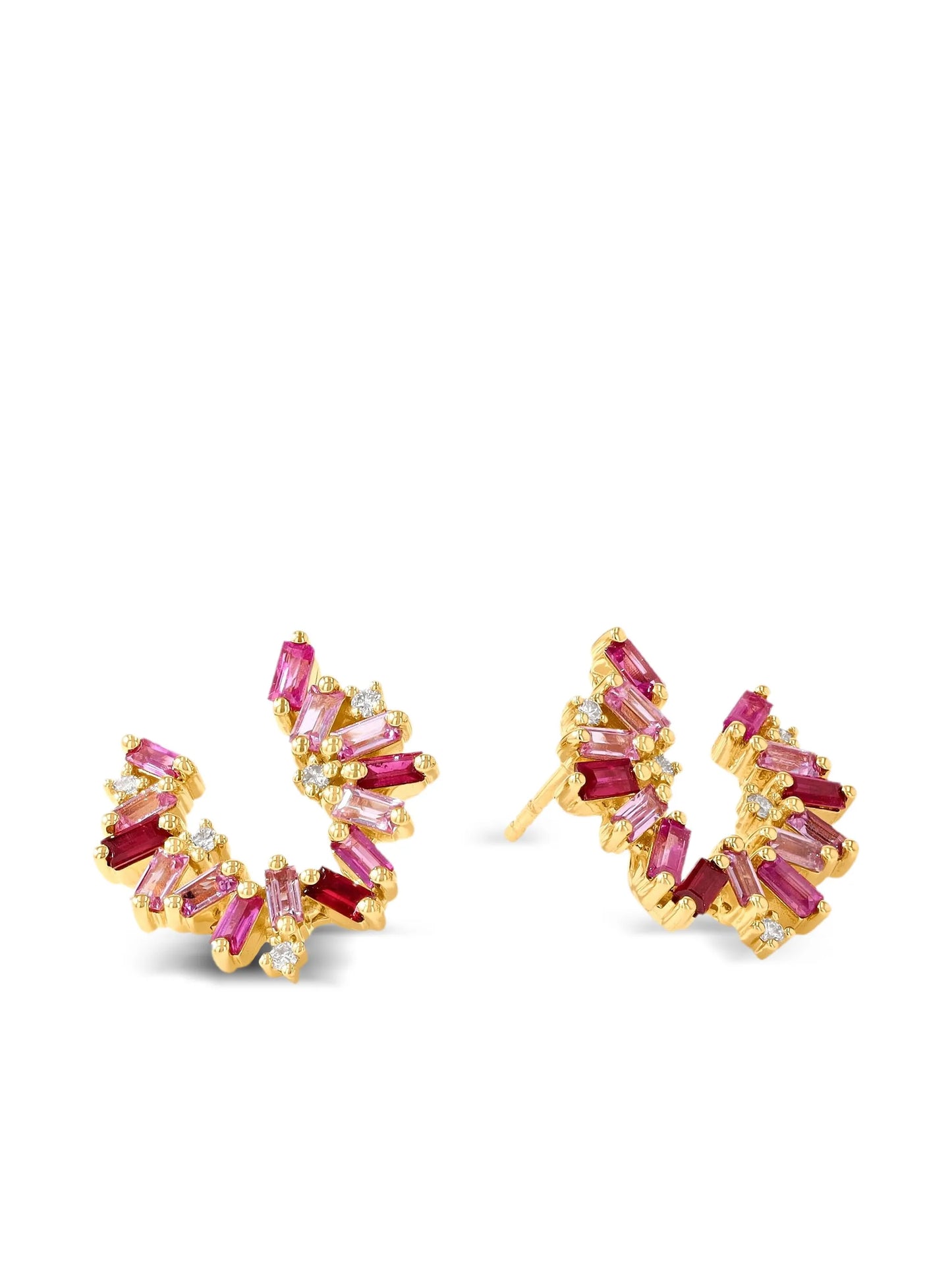 18K yellow gold multi-stone swirl earrings