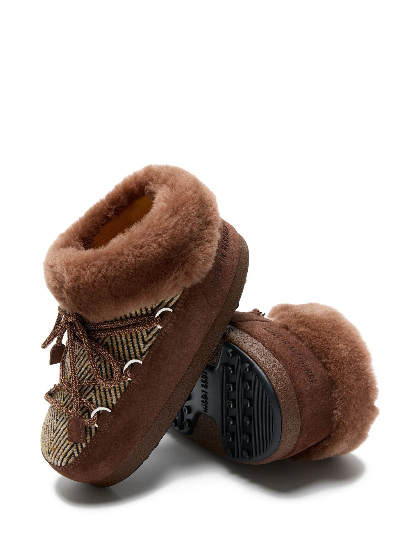 Chalet fur-lined herringbone mules