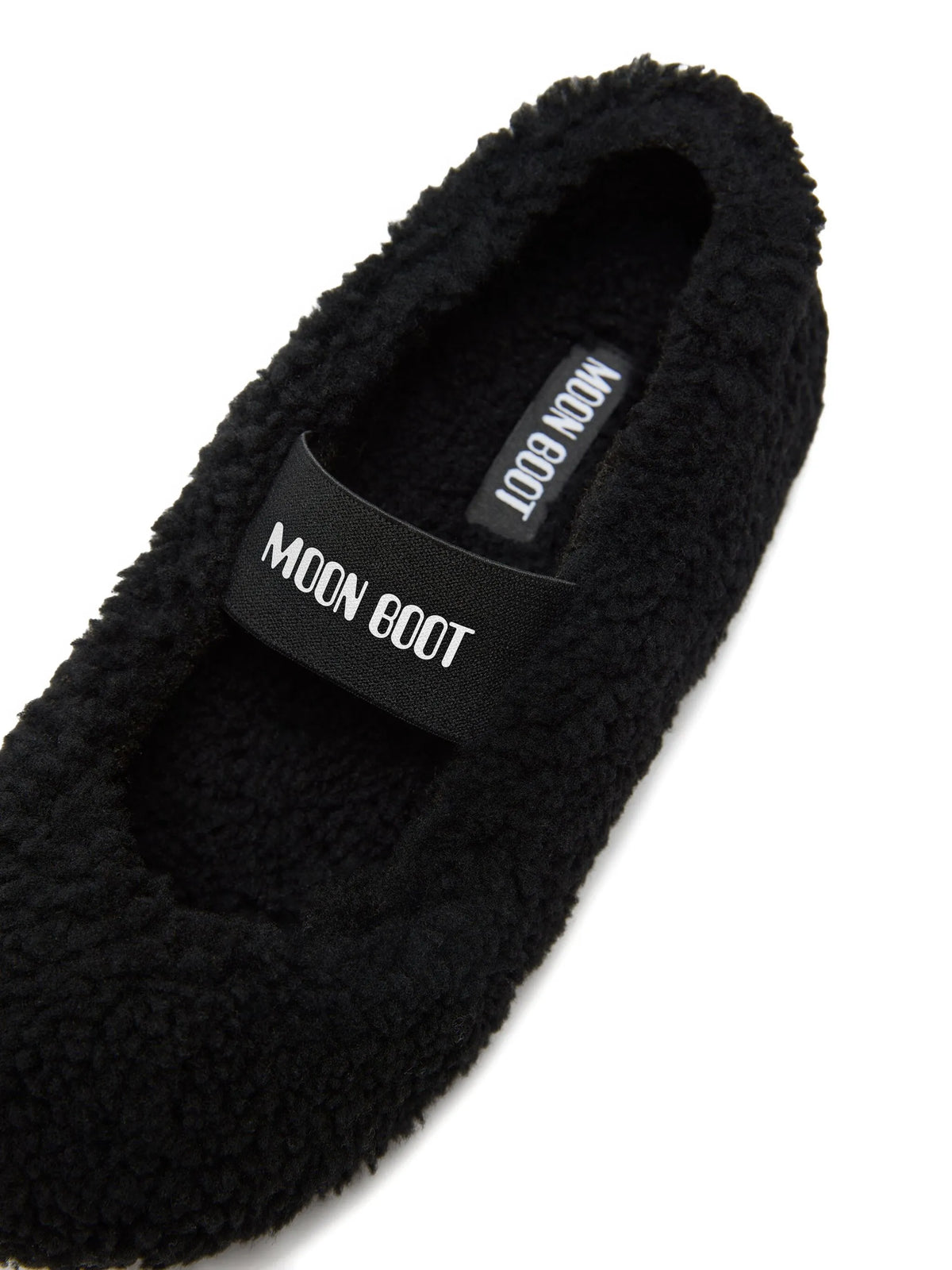 shearling logo-strap ballet flats