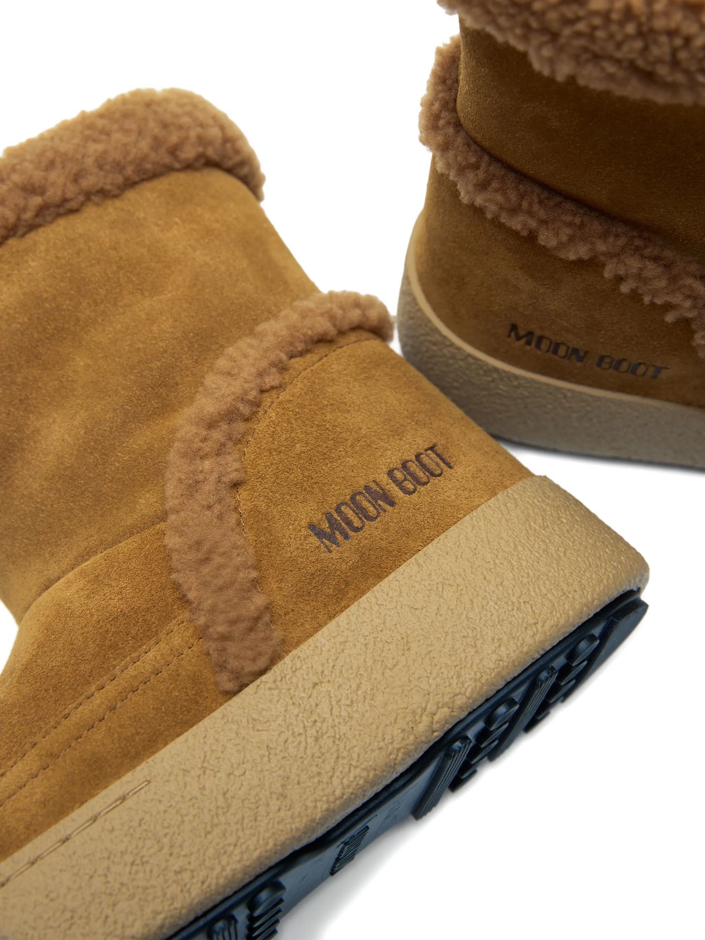 shearling-trimmed suede boots