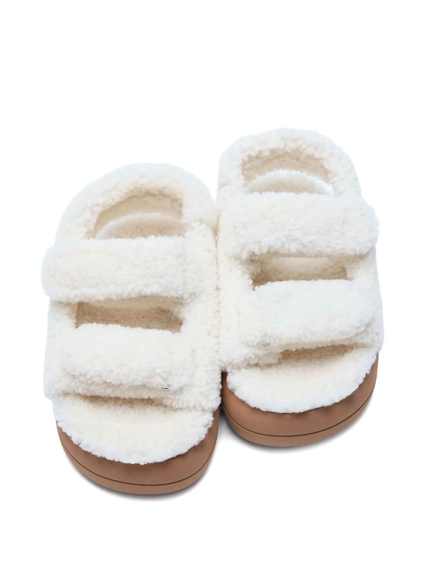 shearling touch-strap sandals