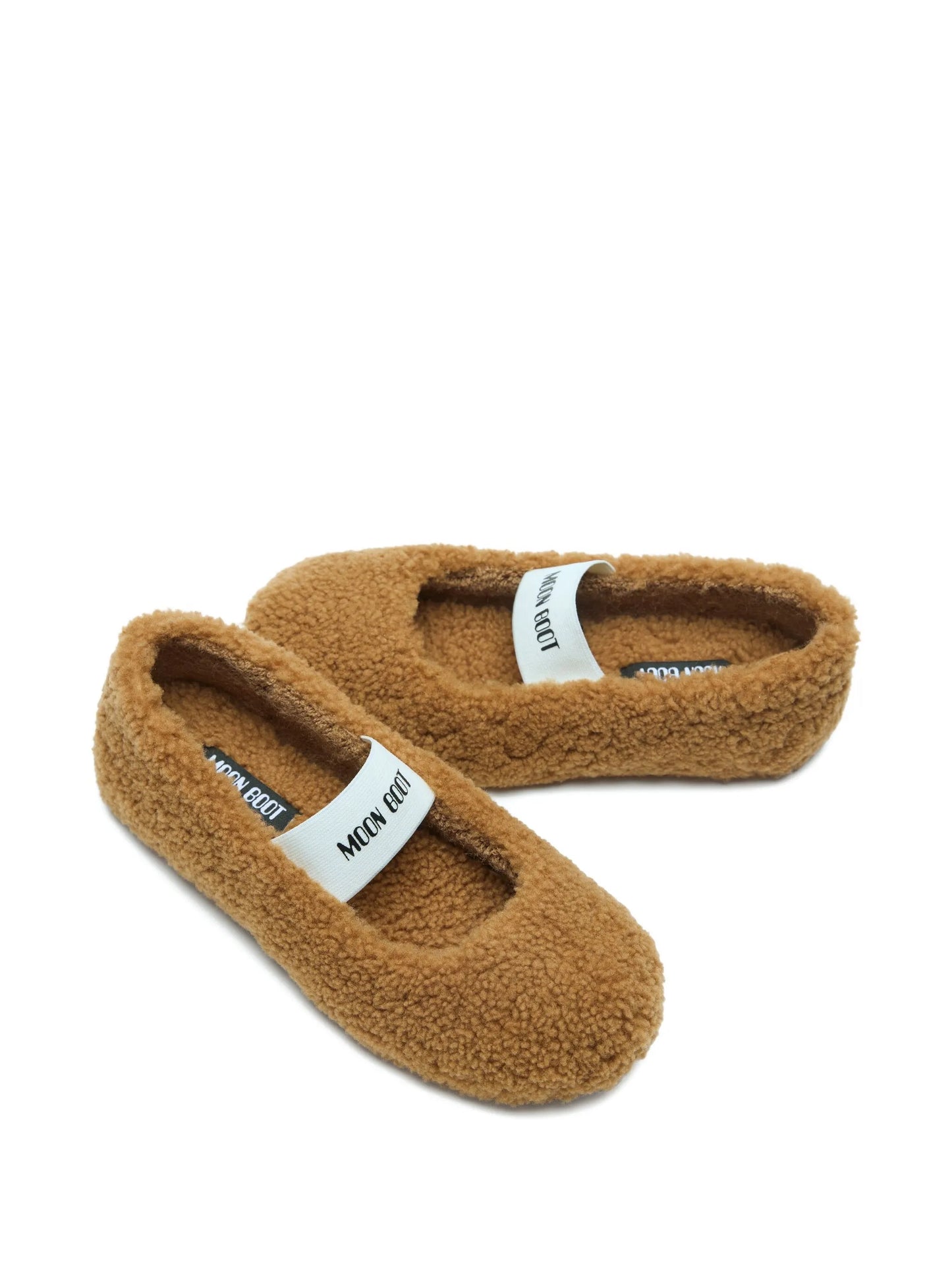shearling logo-strap ballet flats