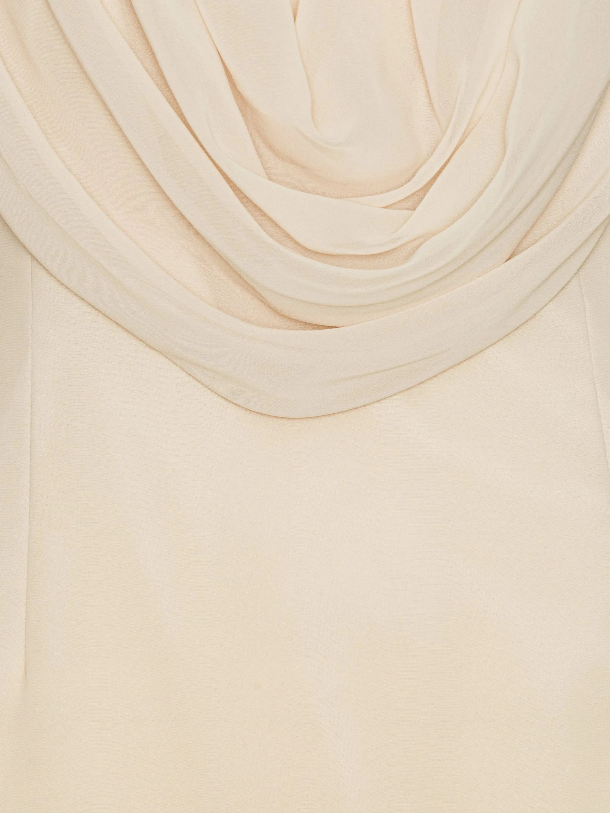 cowl-neck long-sleeve mini dress