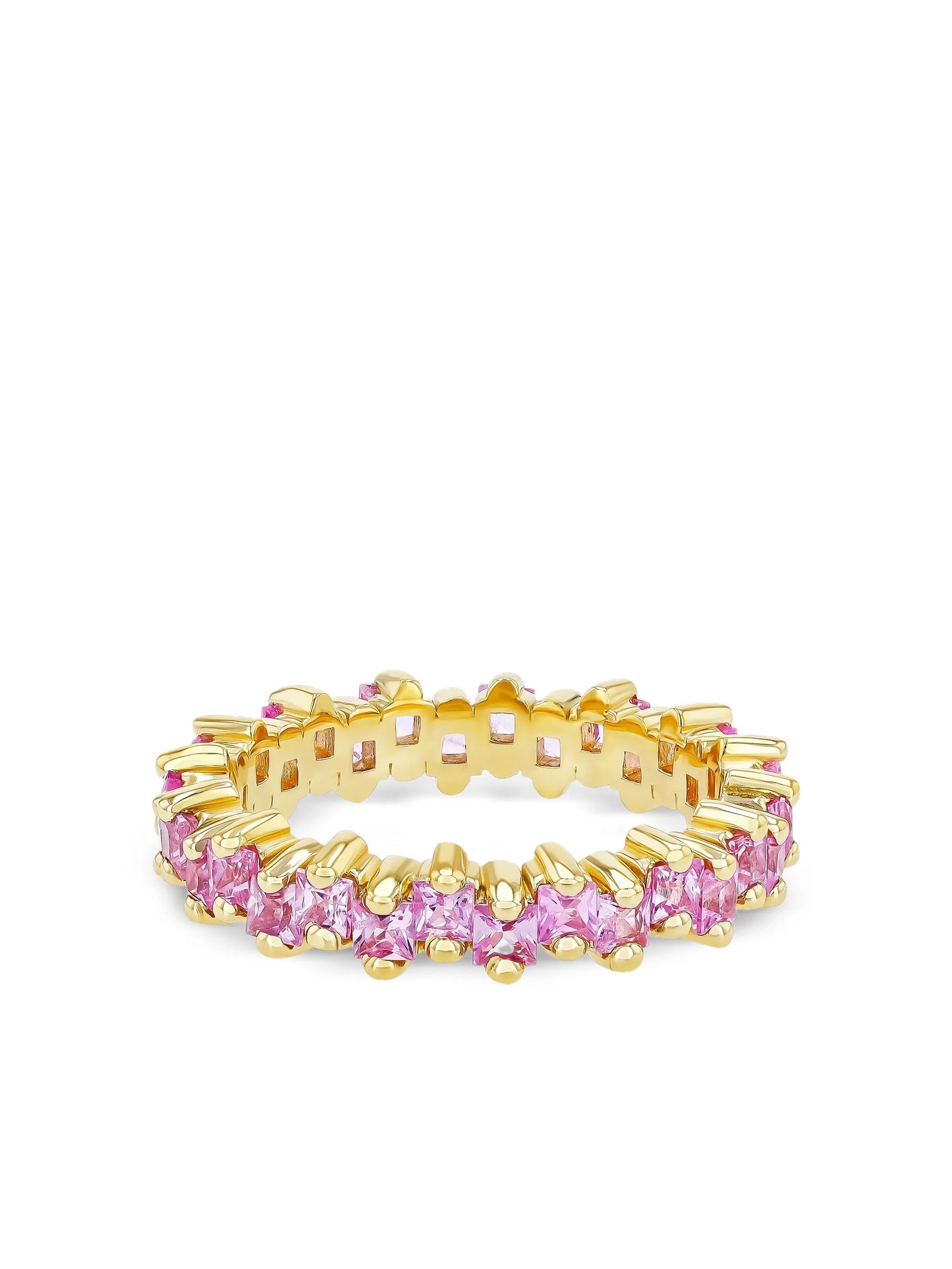 18K yellow gold Princess pink sapphire eternity band