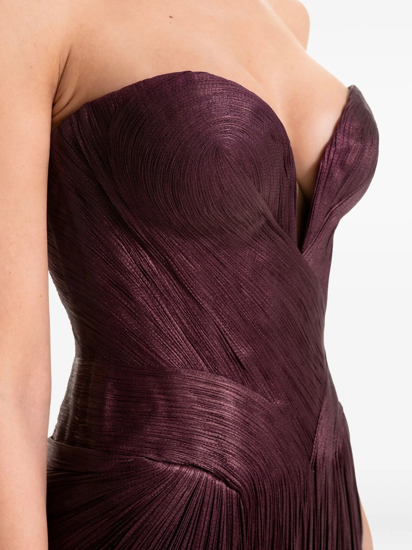 Andora pleated strapless gown