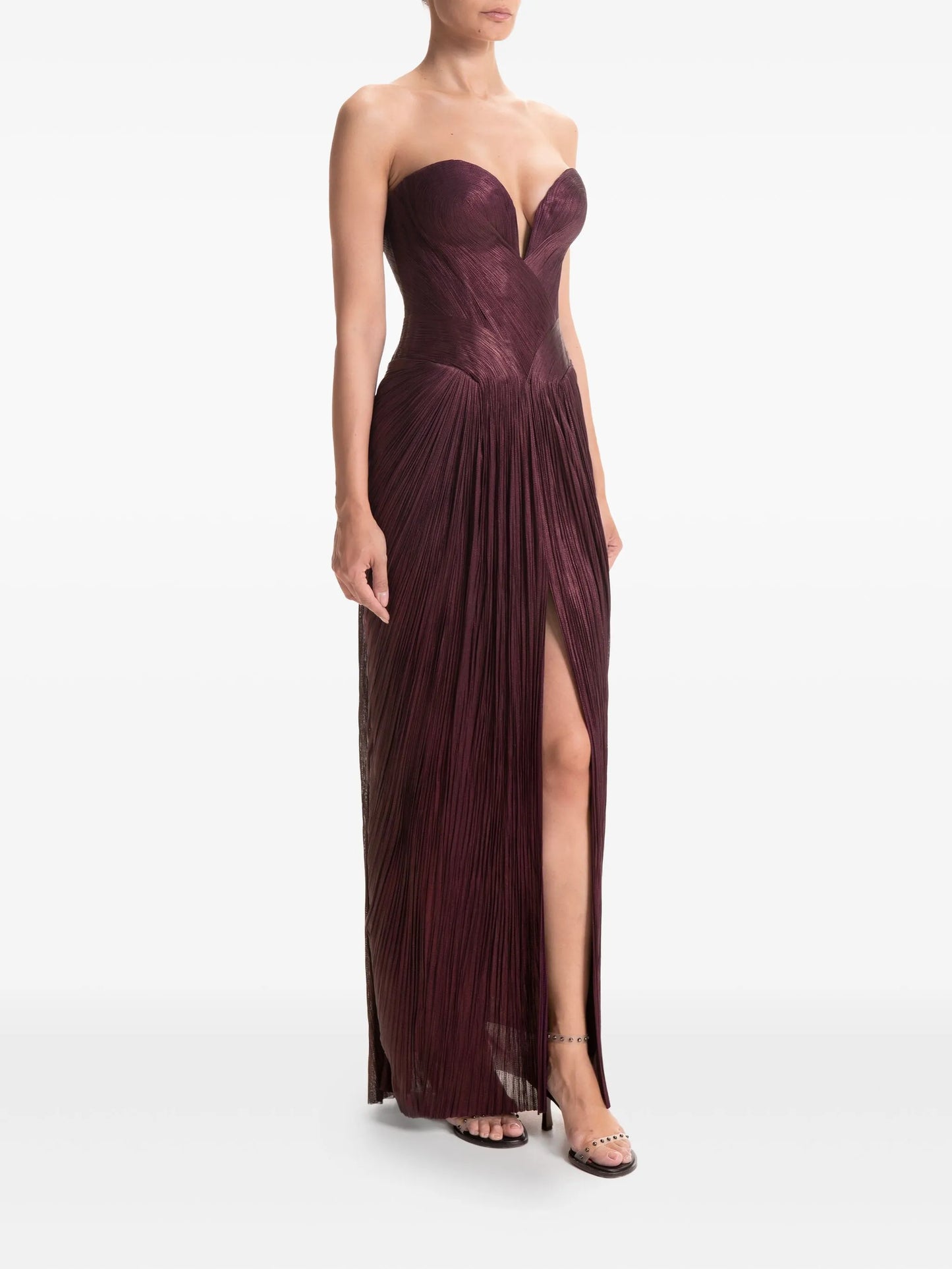 Andora pleated strapless gown