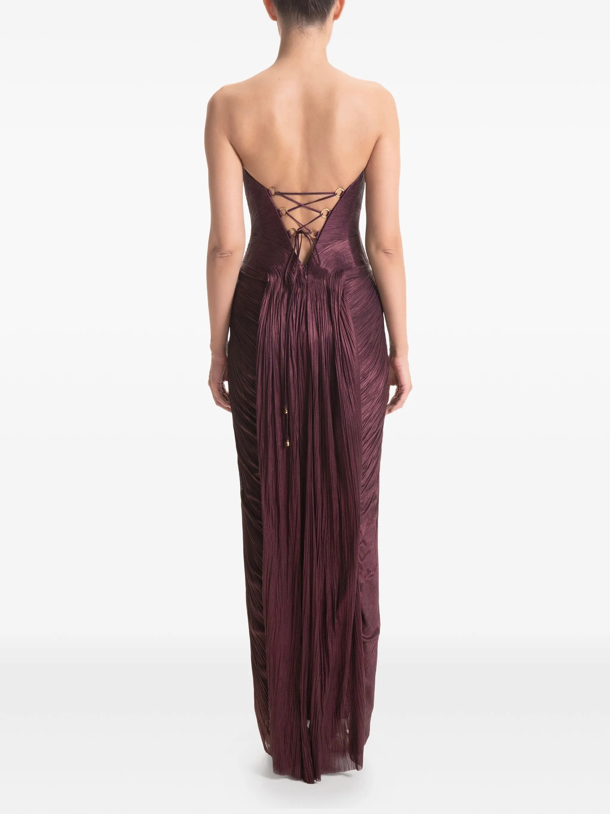 Andora pleated strapless gown