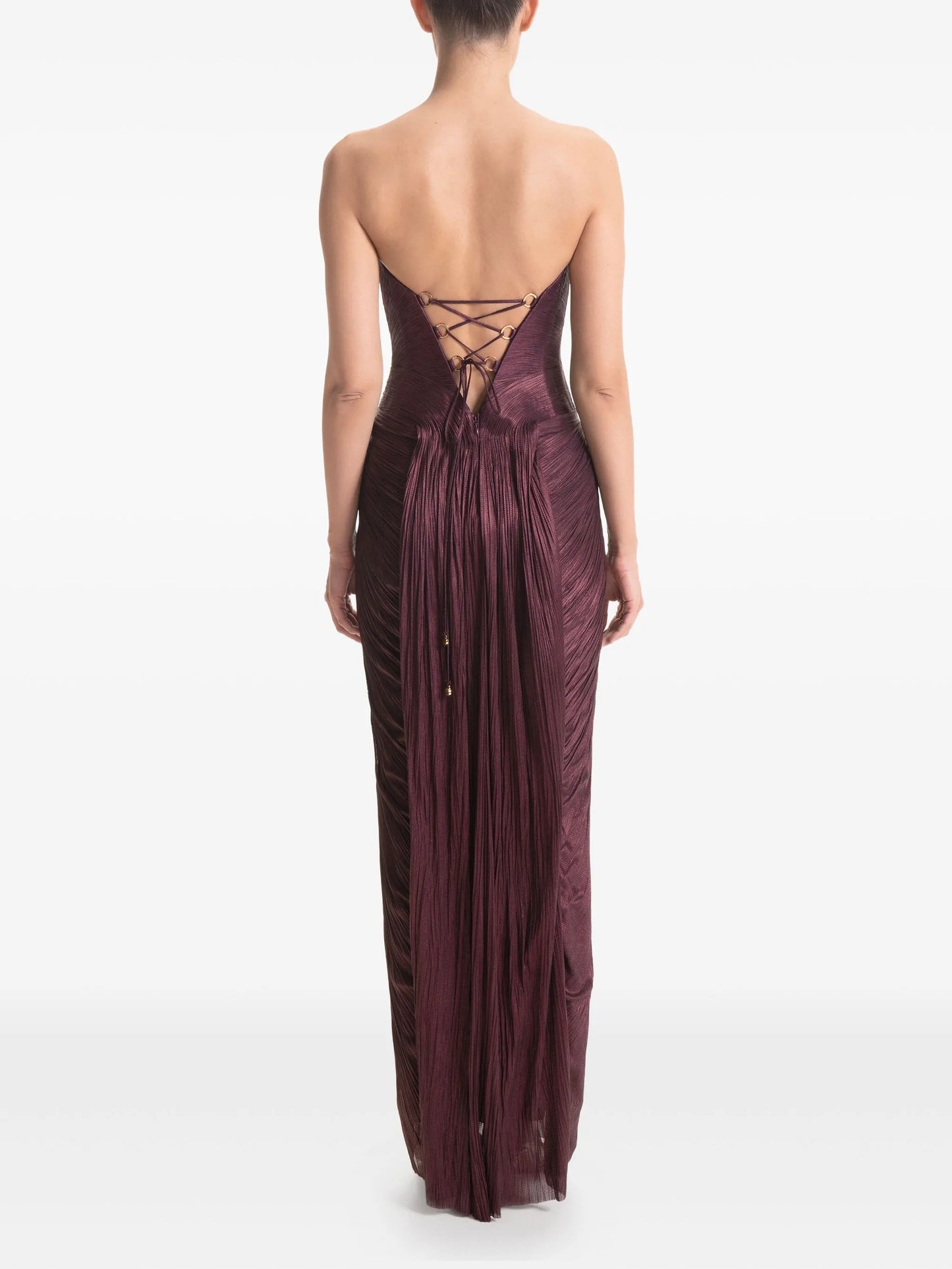 Andora pleated strapless gown