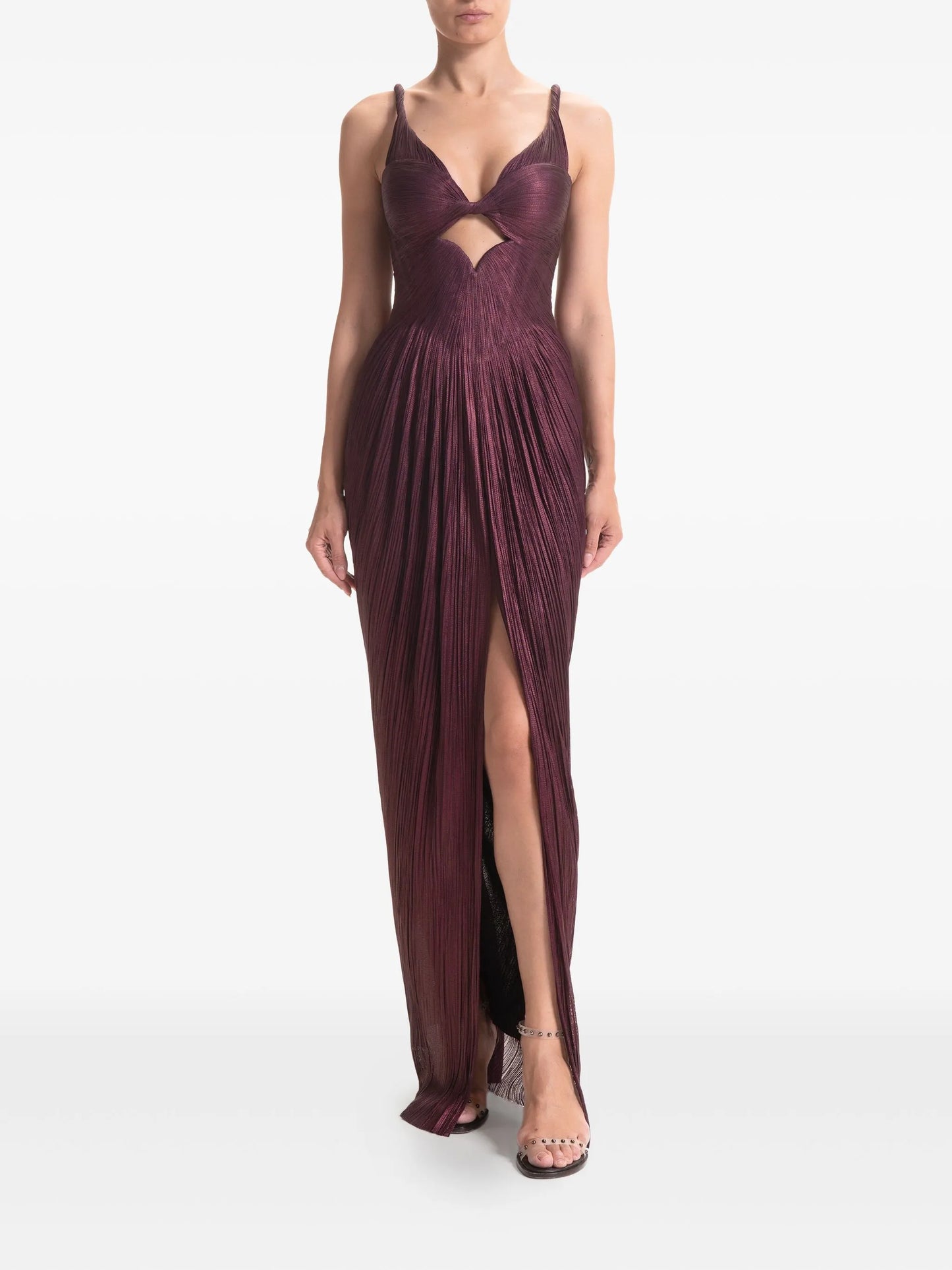 pleated maxi dress