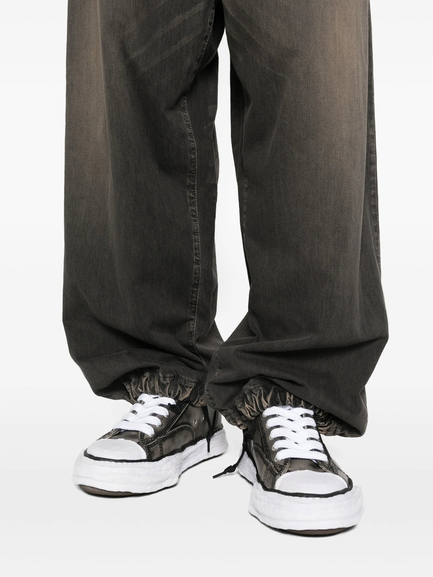 drawstring light wide jeans