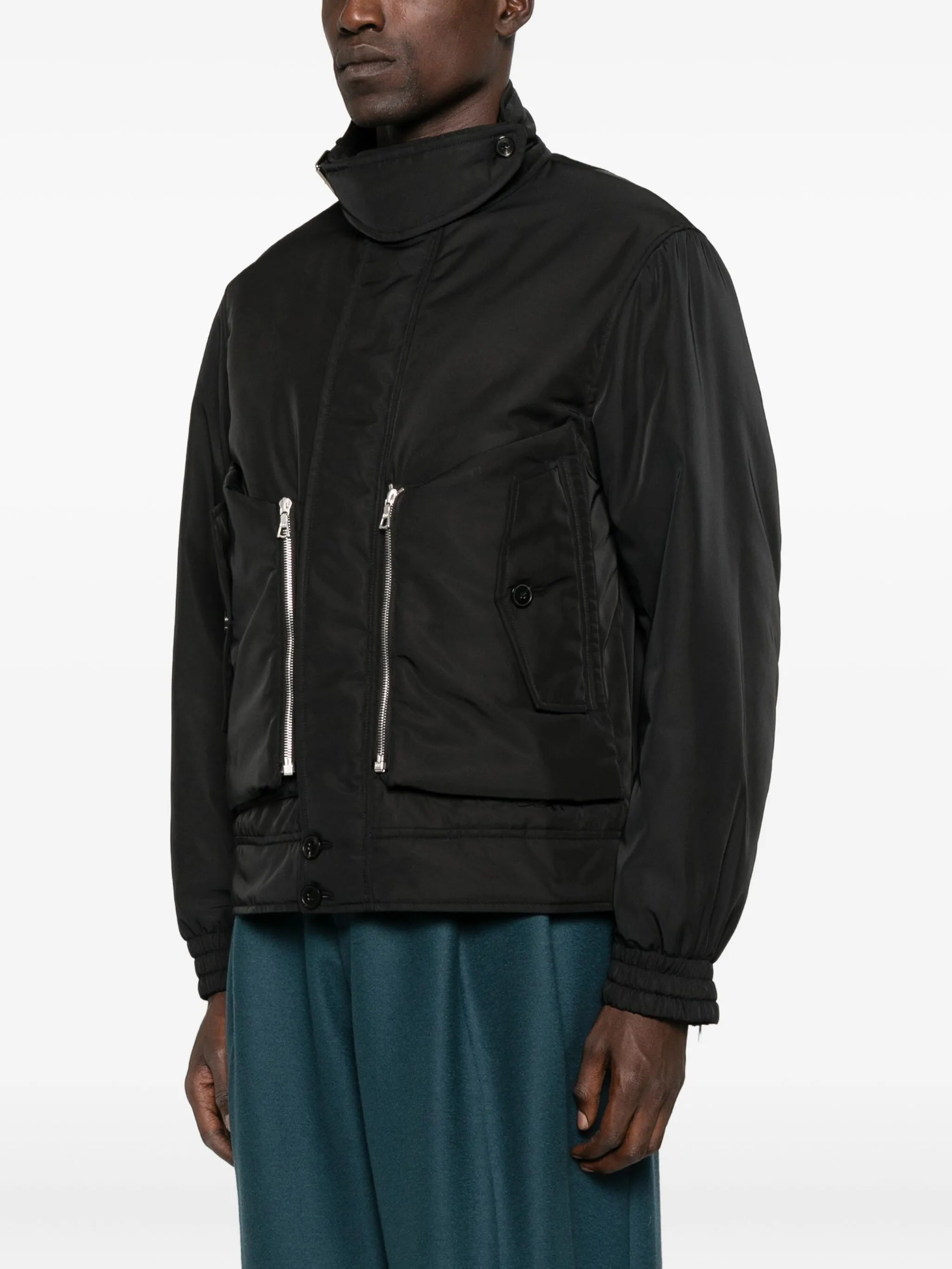 flap-pocket zip-front jacket