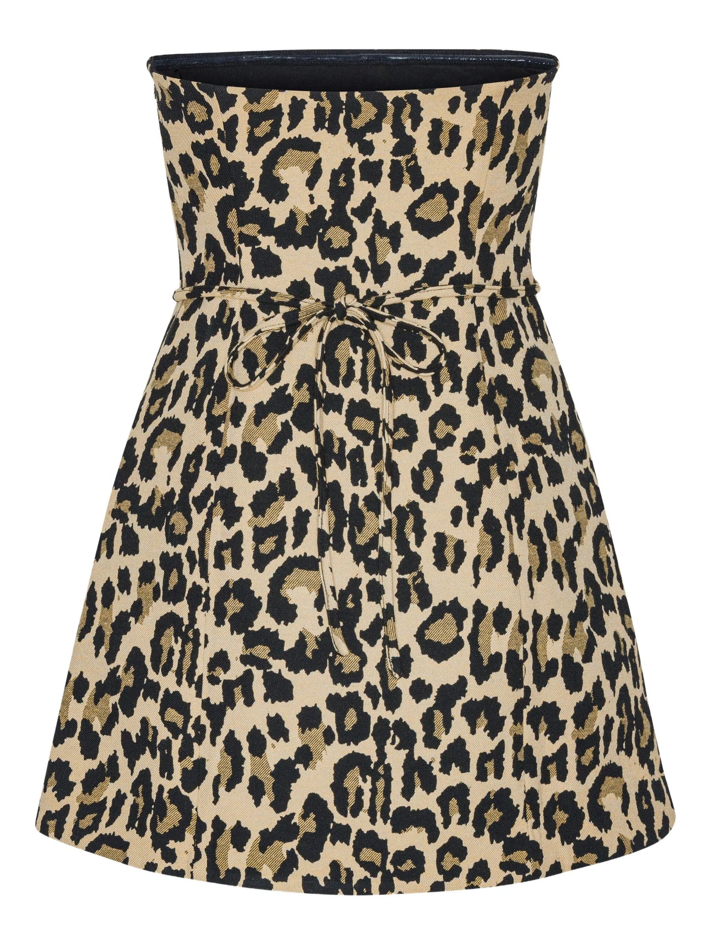 leopard-print rosette mini dress