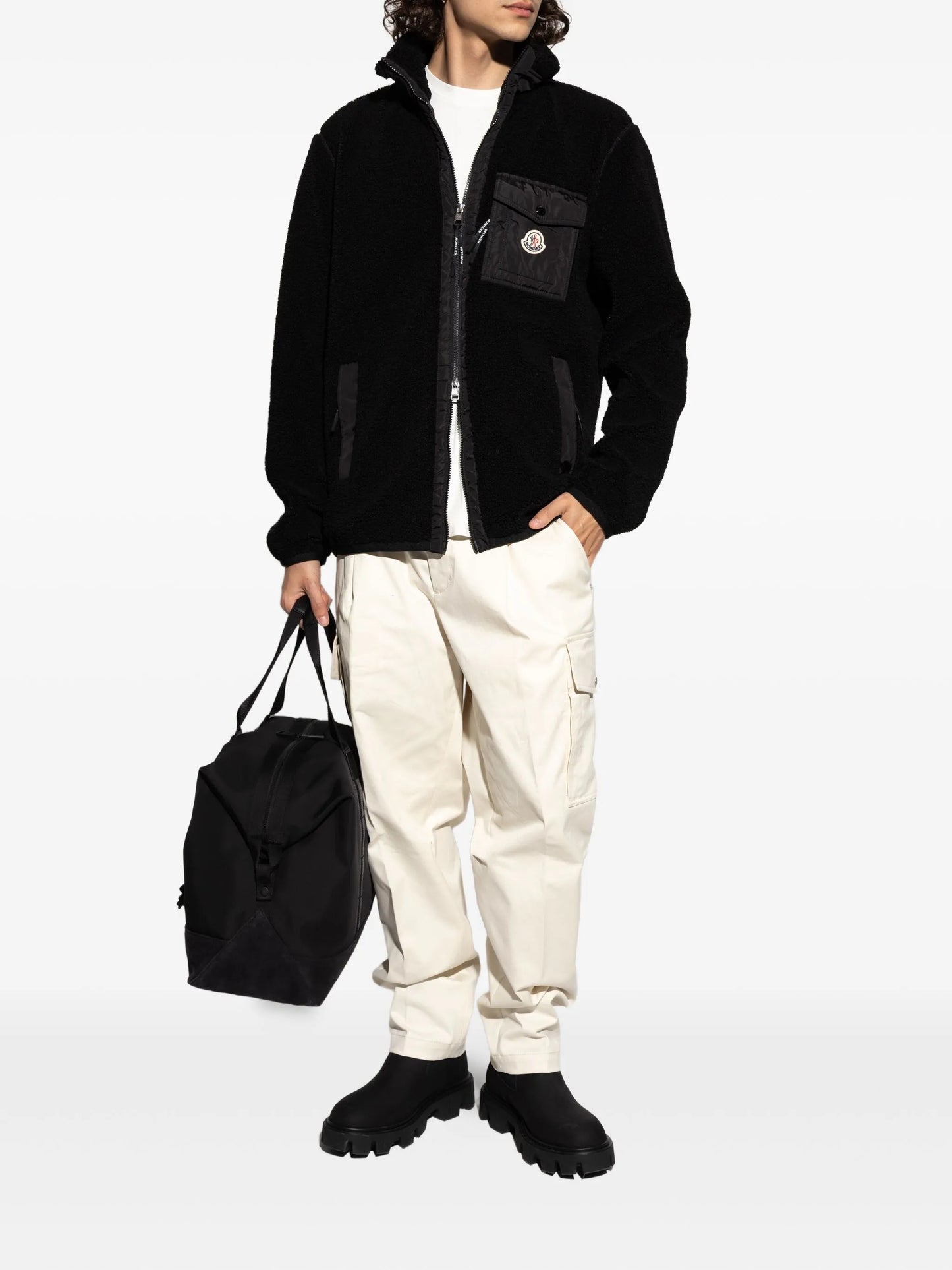 fleece patch-pocket sweater