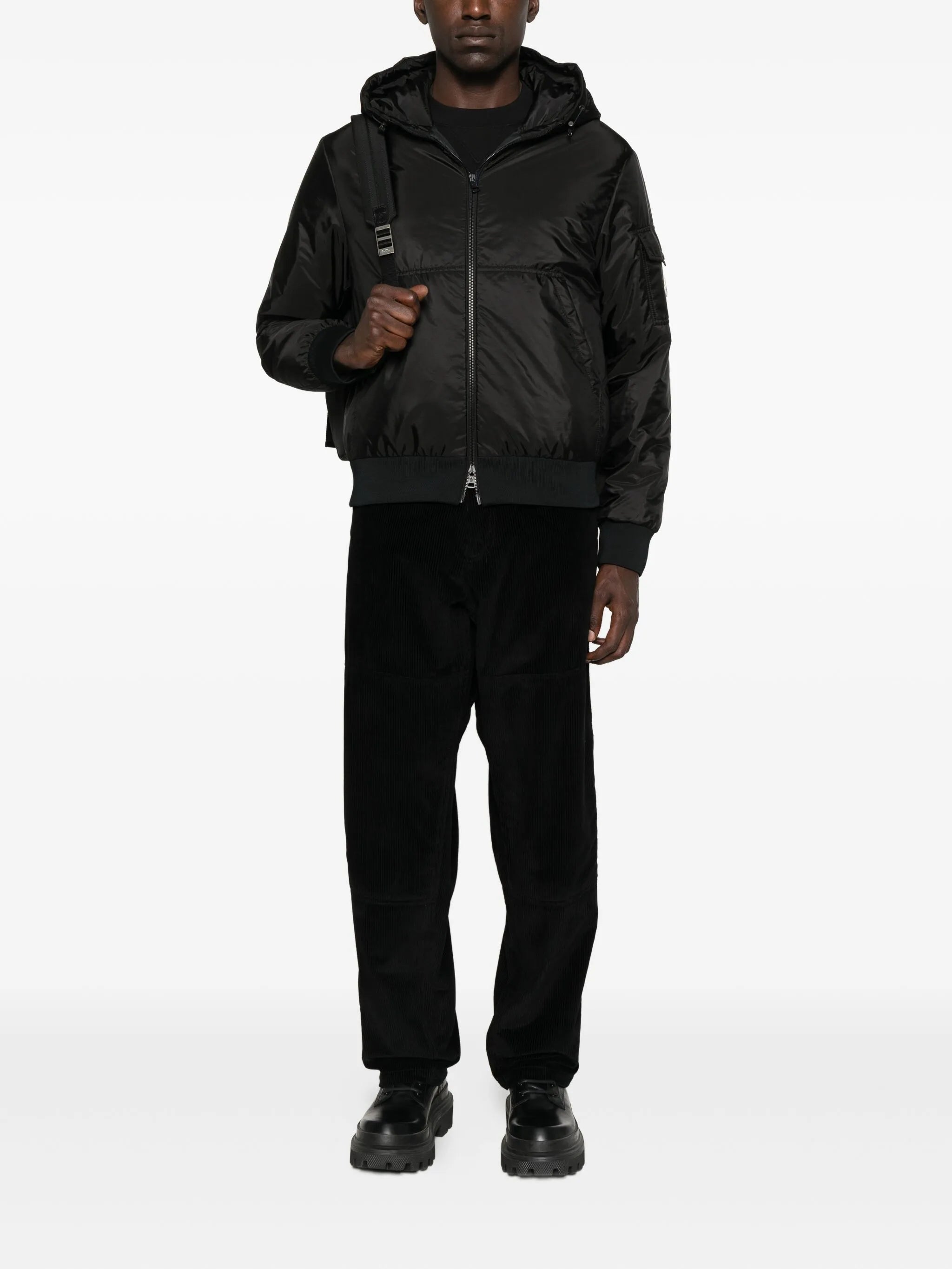 hooded zip-front jacket