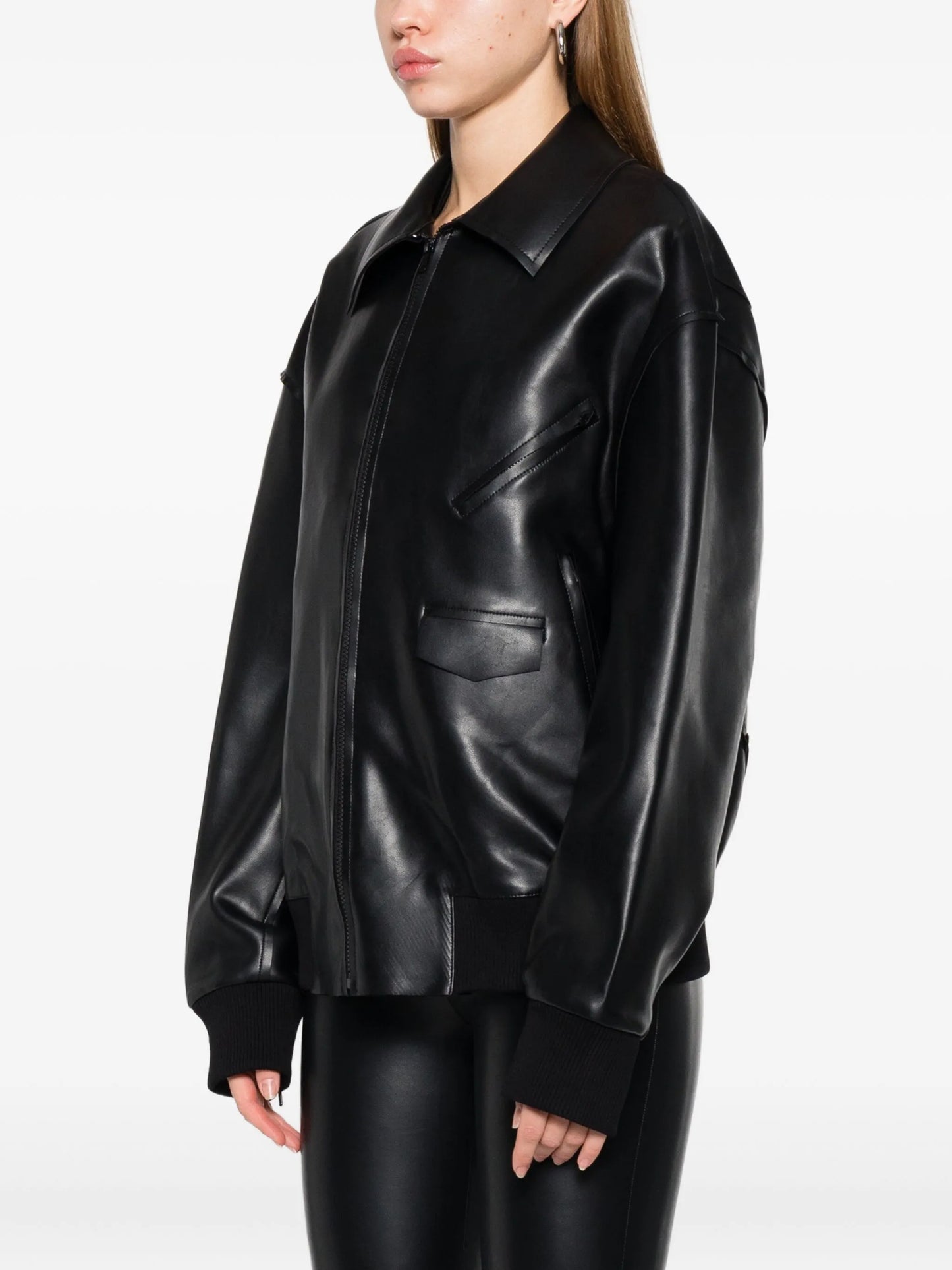 Norma faux-leather shirt jacket
