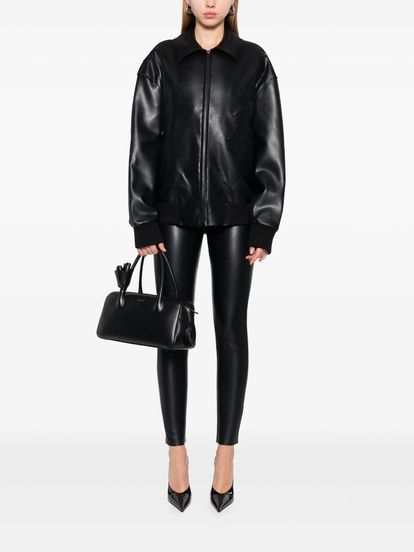 Norma faux-leather shirt jacket