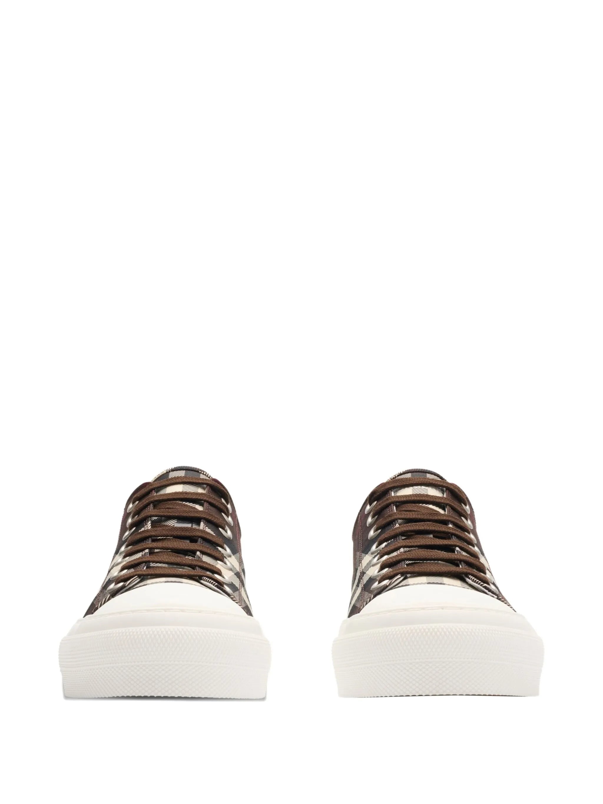 check-pattern lace-up sneakers