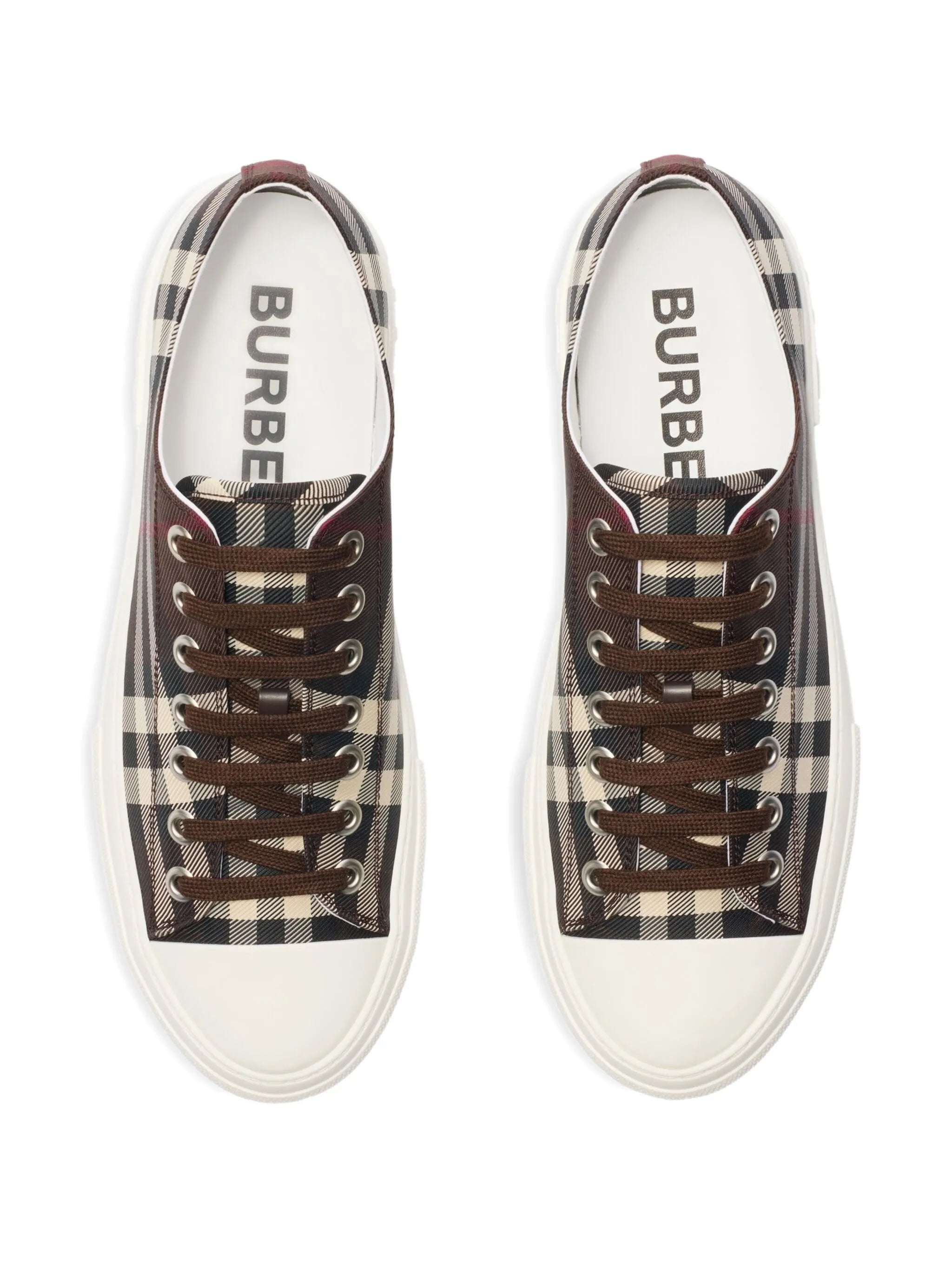 check-pattern lace-up sneakers